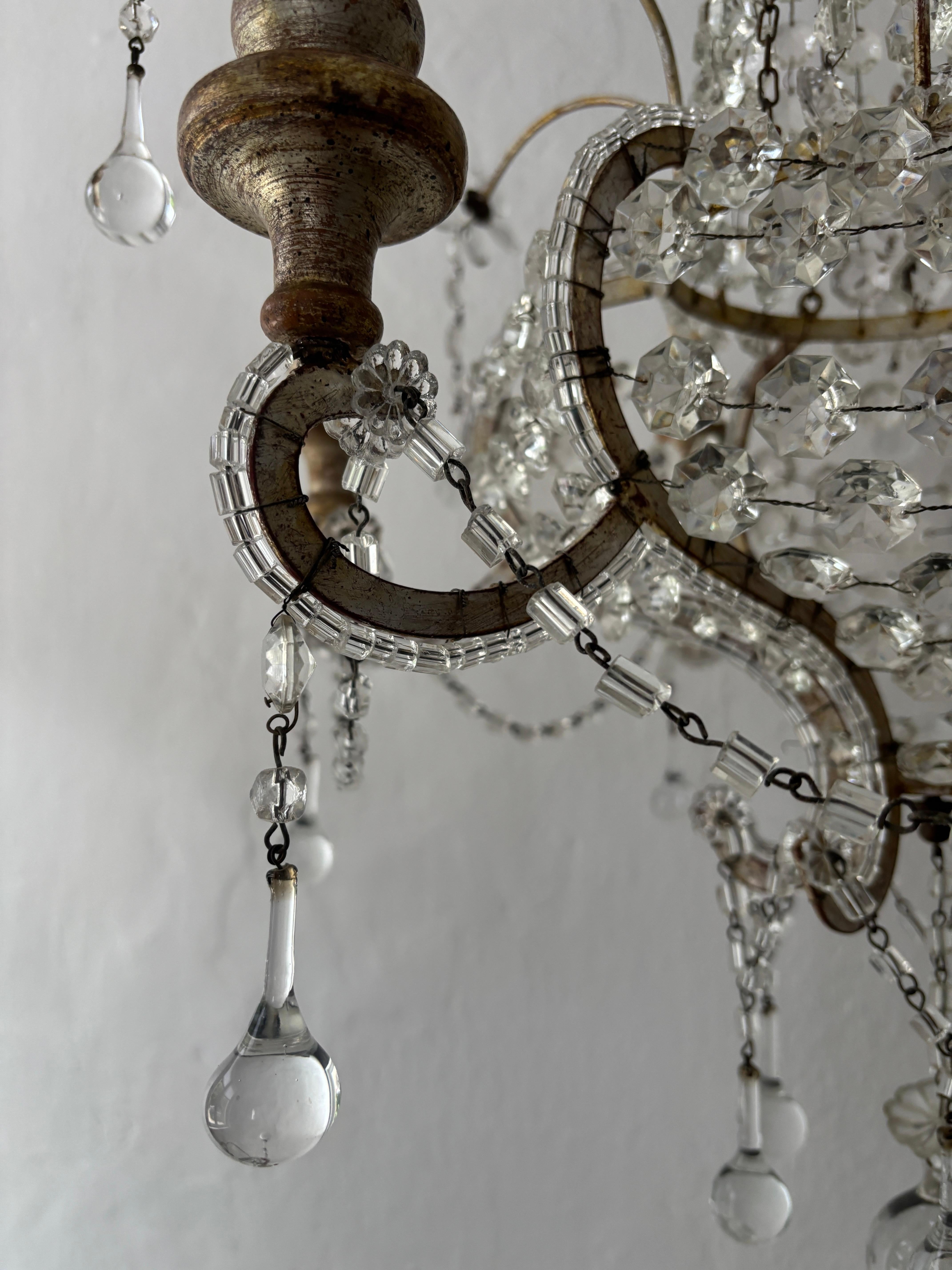 Maison Bagues Style Crystal Flowers Huge Beaded Murano Drops Chandelier, c1910 in vendita 9