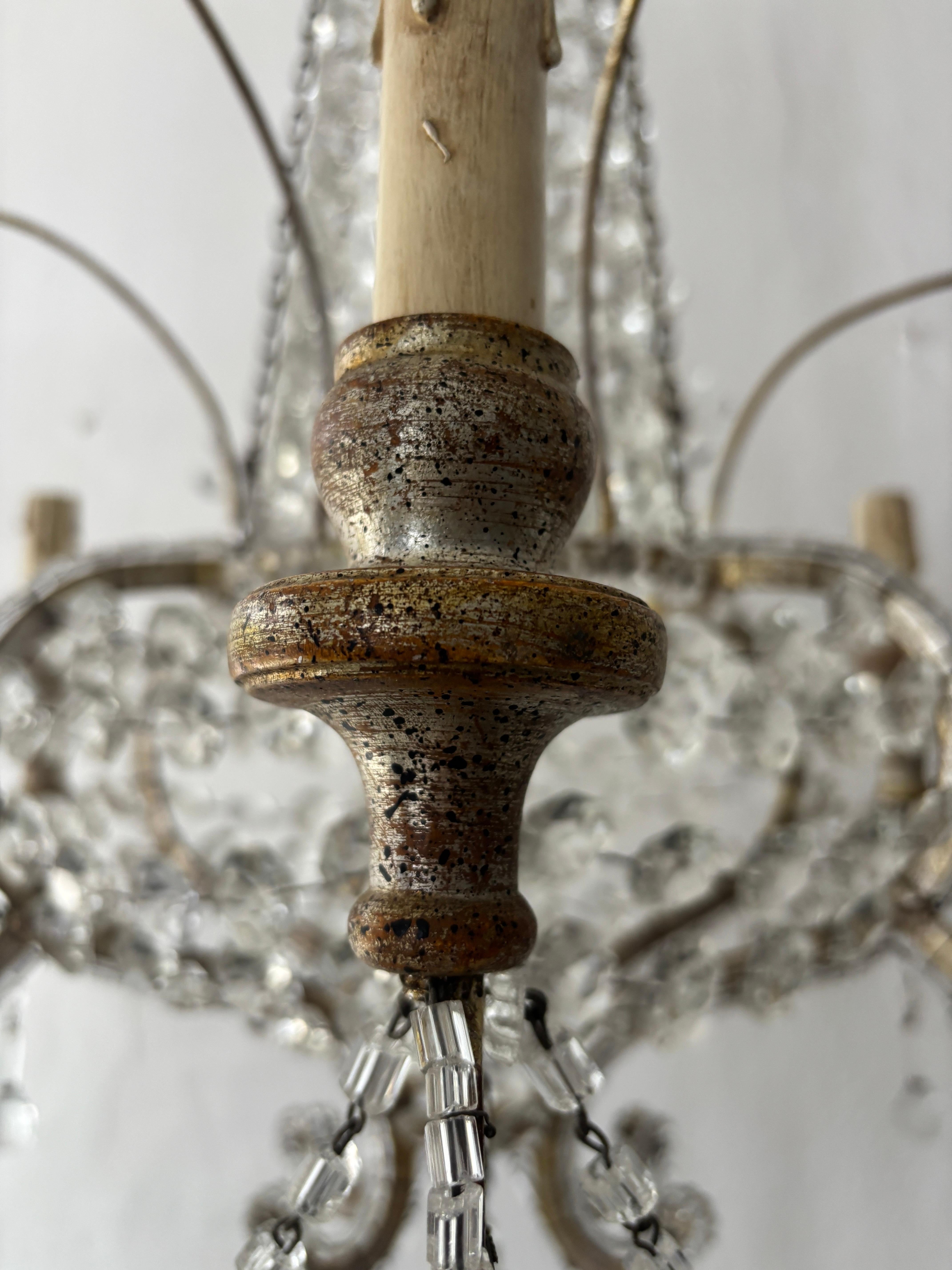 Cristallo Maison Bagues Style Crystal Flowers Huge Beaded Murano Drops Chandelier, c1910 in vendita