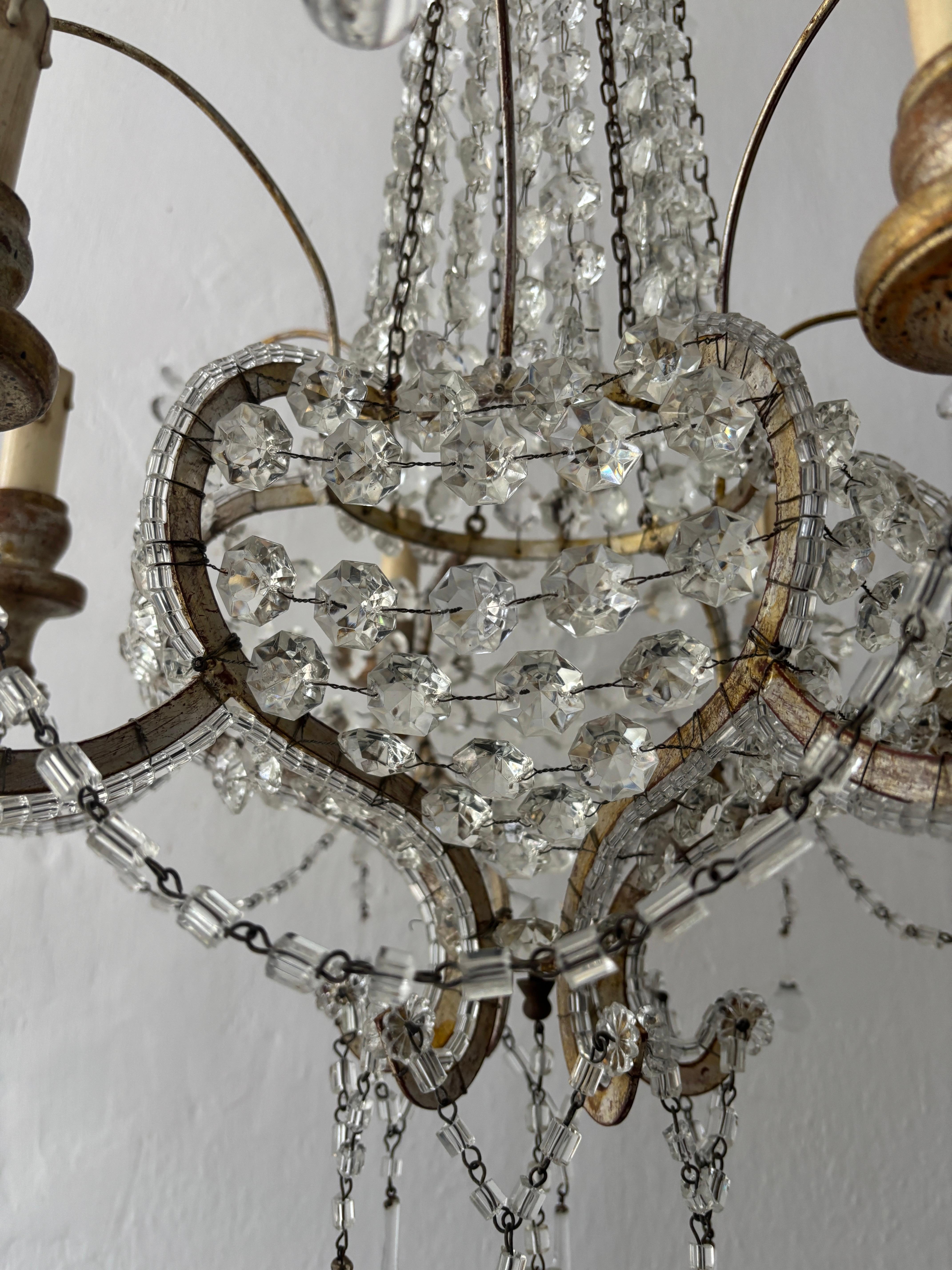 Maison Bagues Style Crystal Flowers Huge Beaded Murano Drops Chandelier, c1910 in vendita 3