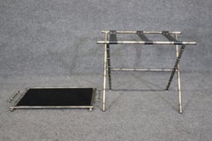 Maison Bagues Style Faux Bamboo Smoked Glass Steel Coffee Table