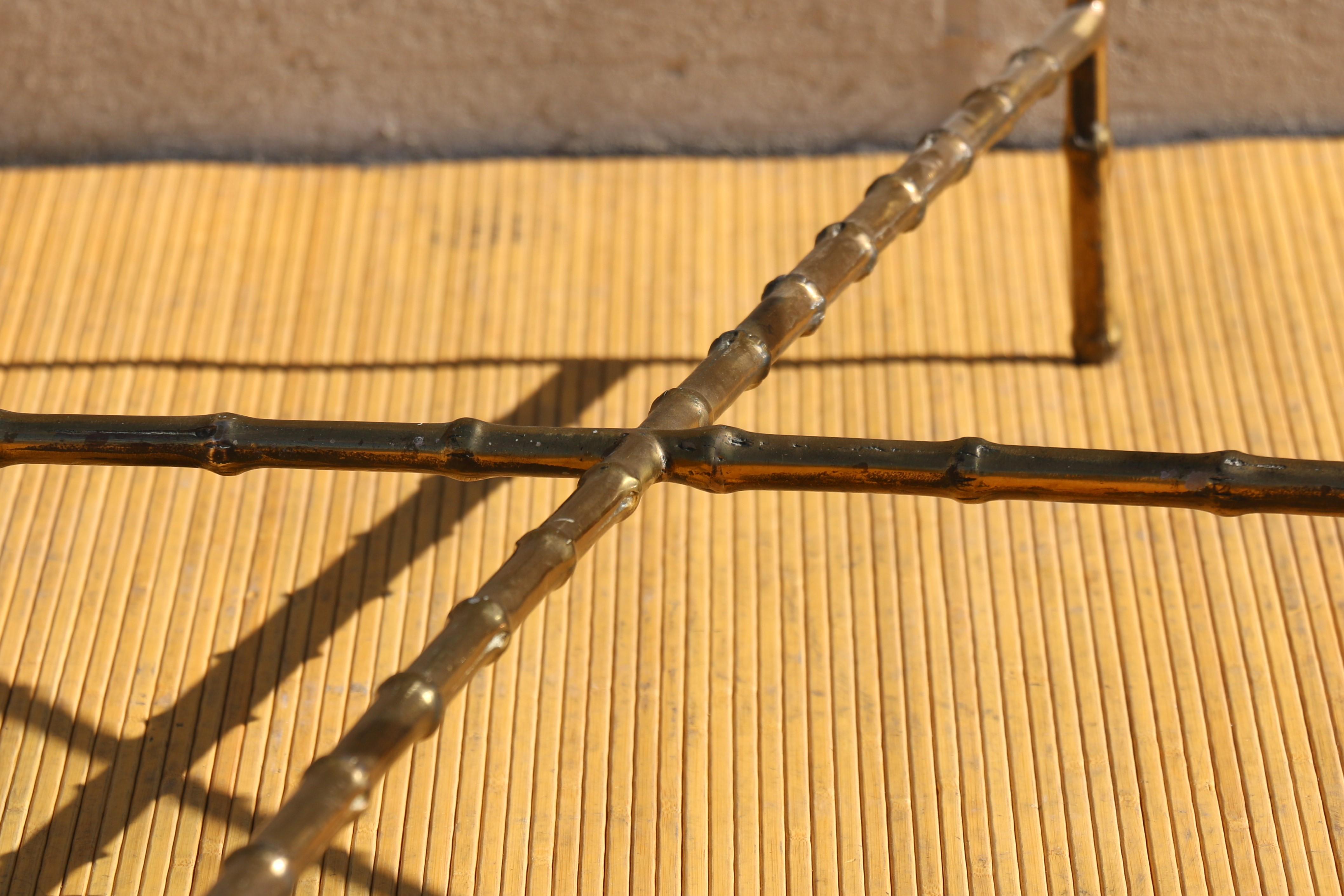 Maison Bagues Style Faux Bamboo Solid Brass Large Italian Coffee Table, 1950’s For Sale 8