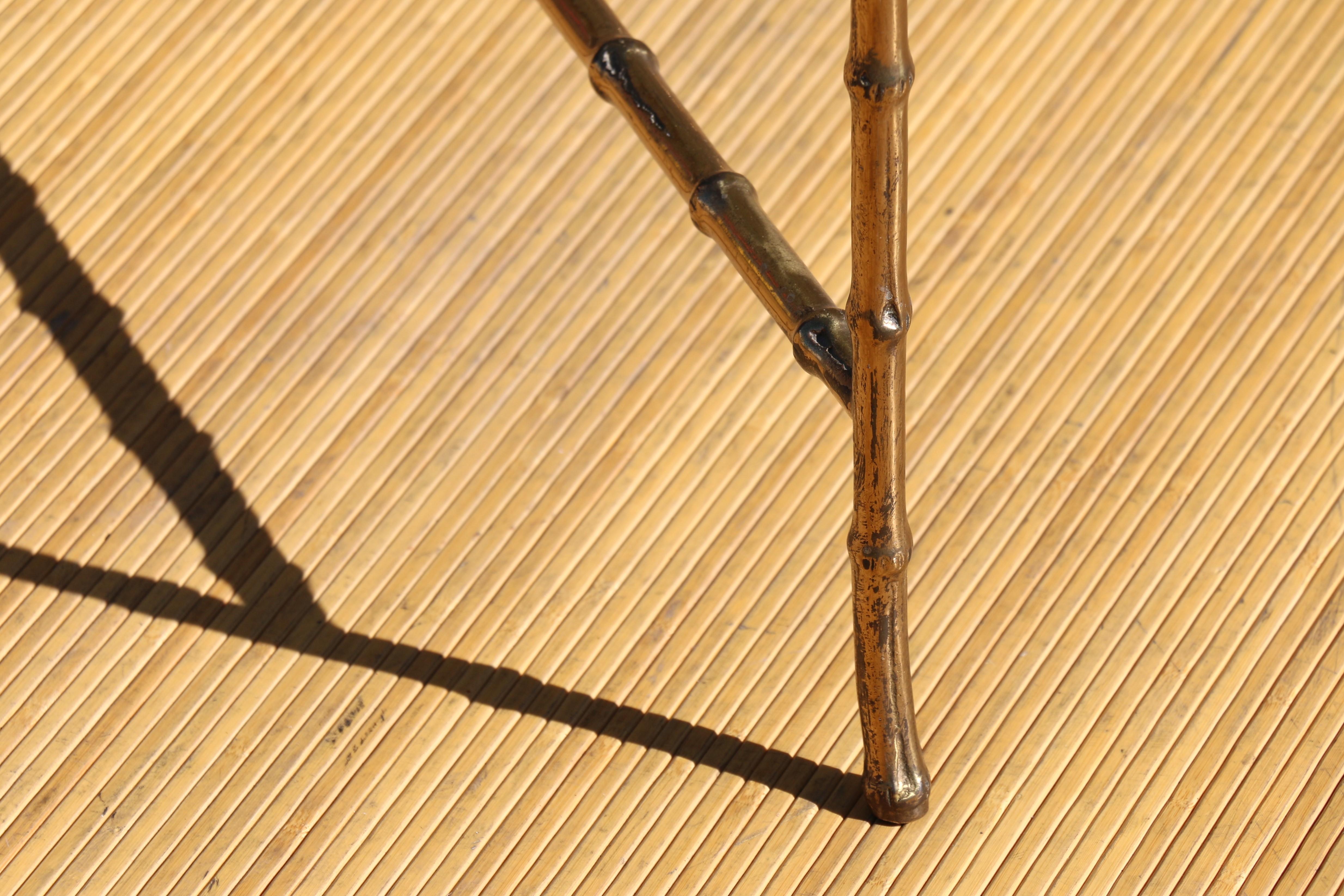 Maison Bagues Style Faux Bamboo Solid Brass Large Italian Coffee Table, 1950’s For Sale 9