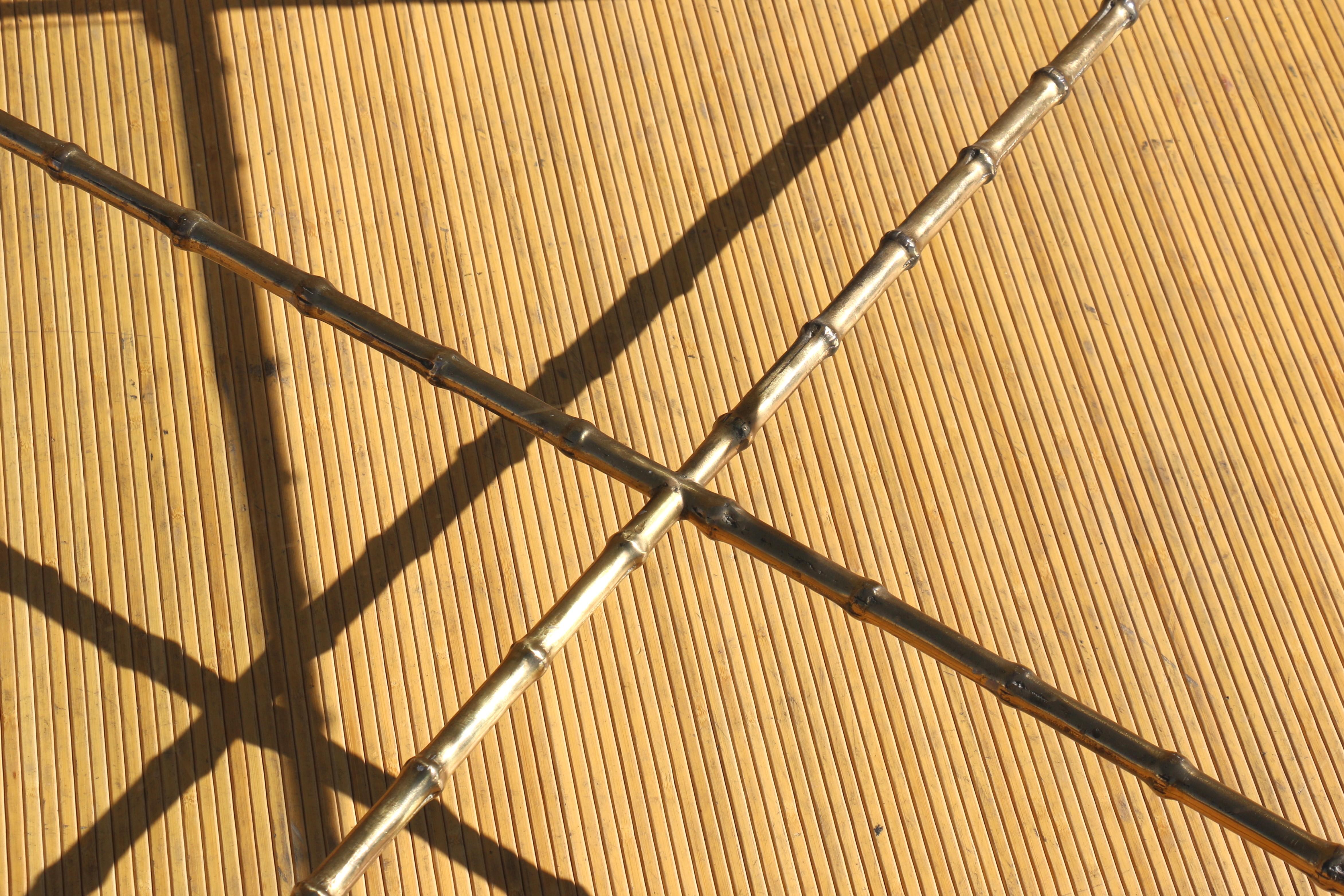 Maison Bagues Style Faux Bamboo Solid Brass Large Italian Coffee Table, 1950’s For Sale 4