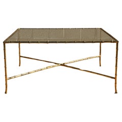 Grande table basse italienne de style Maison Bagues en faux bambou et laiton massif, années 1950
