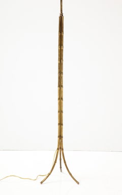 Maison Bagués Style Faux Bamboo Solid Brass Tripod Floor Lamp
