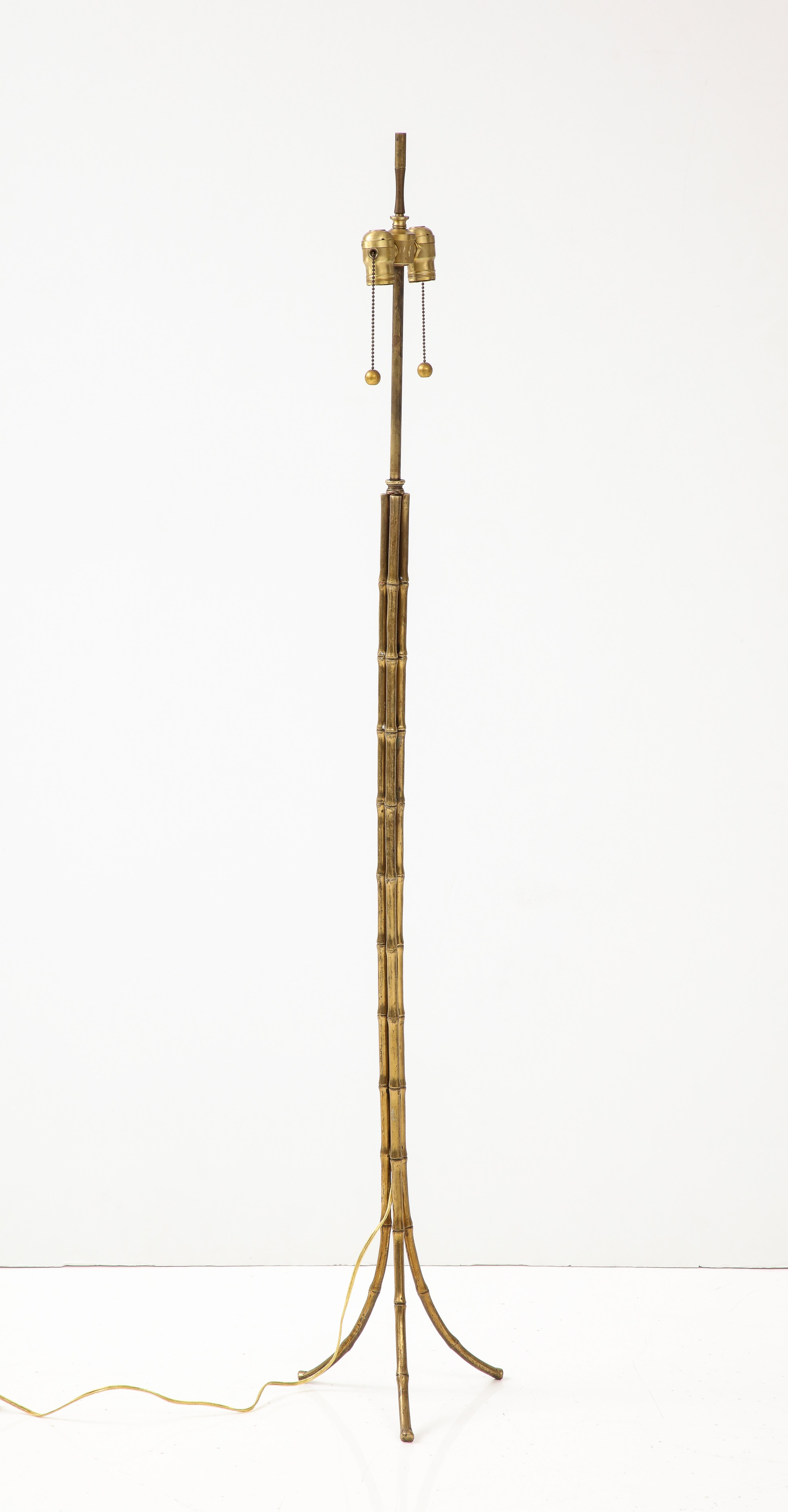 Maison Bagués Style Faux Bamboo Solid Brass Tripod Floor Lamp For Sale 1