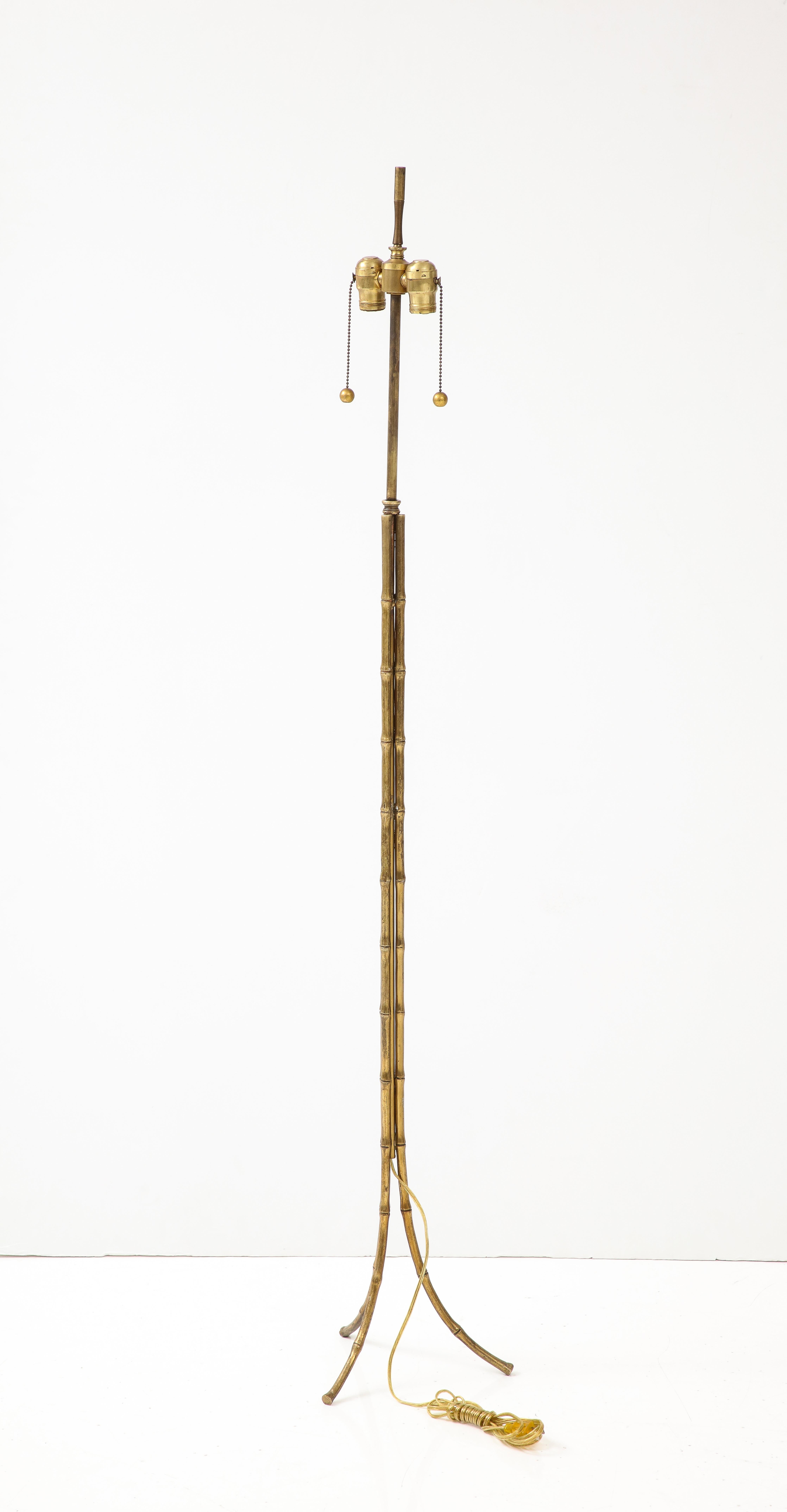 Maison Bagués Style Faux Bamboo Solid Brass Tripod Floor Lamp For Sale 2