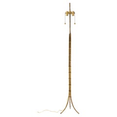 Vintage Maison Bagués Style Faux Bamboo Solid Brass Tripod Floor Lamp