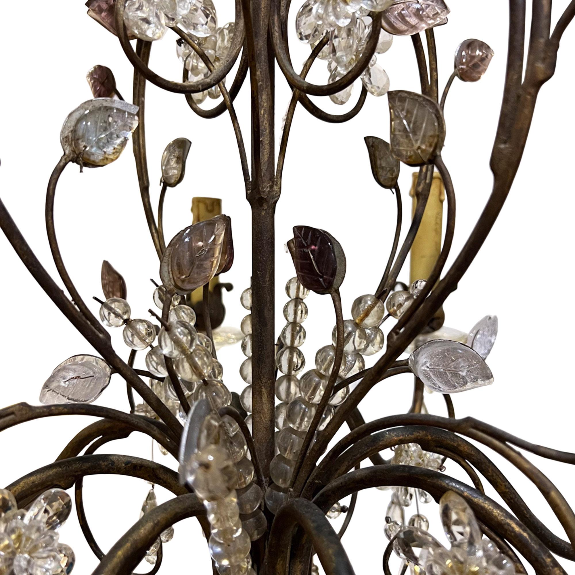 Mid-20th Century Maison Baguès Style French 1950s Chandelier For Sale