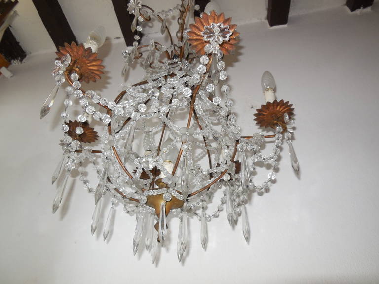 Maison Bagues Stil Französisch Perlen Ballon Kristall-Kronleuchter, um 1940 im Angebot 1