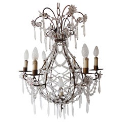 Vintage Maison Bagues Style French Beaded Balloon Crystal Chandelier, circa 1940