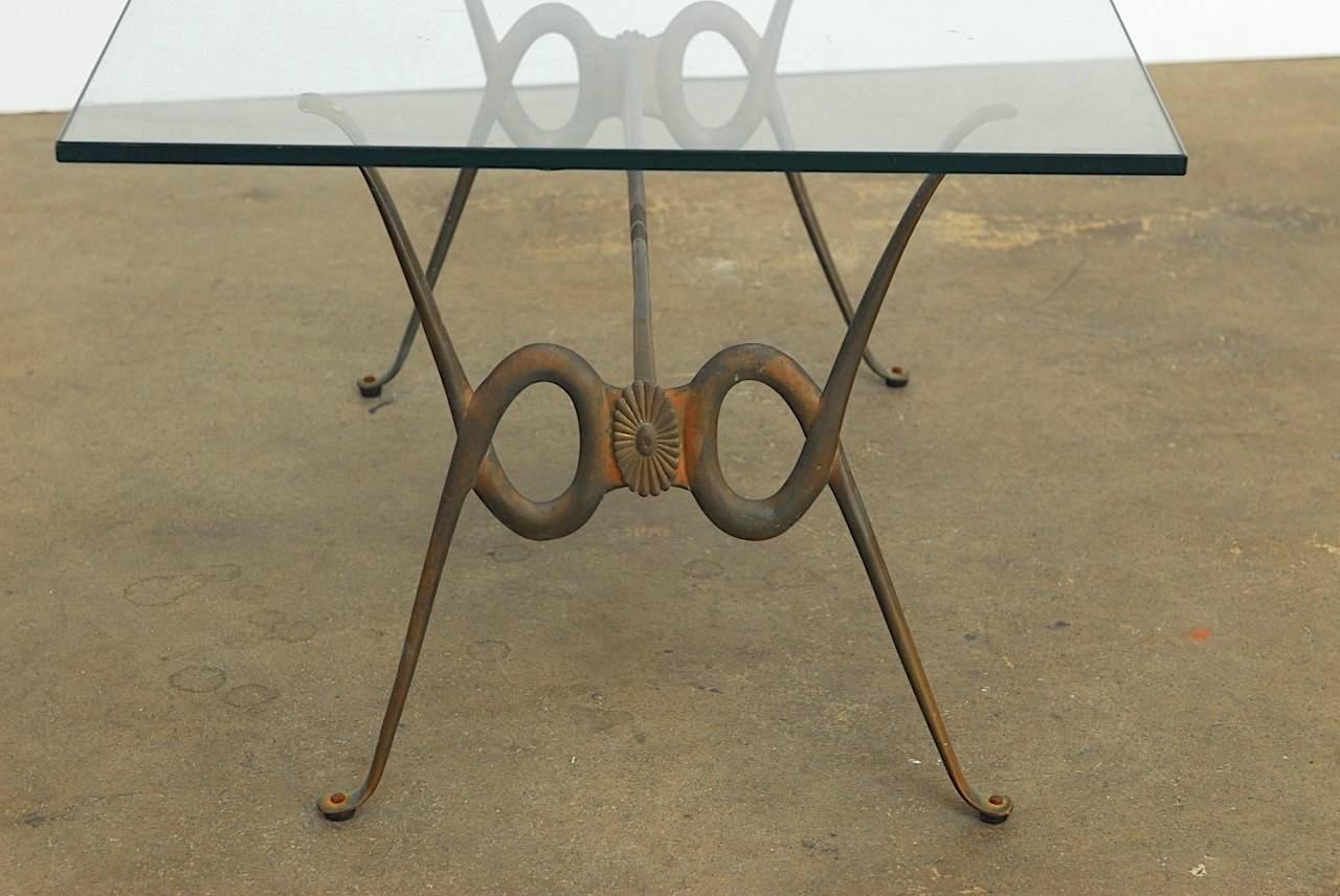 20th Century Rene Drouet Style French Bronze Coffee Cocktail Table For Sale