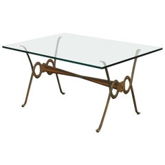 Vintage Rene Drouet Style French Bronze Coffee Cocktail Table