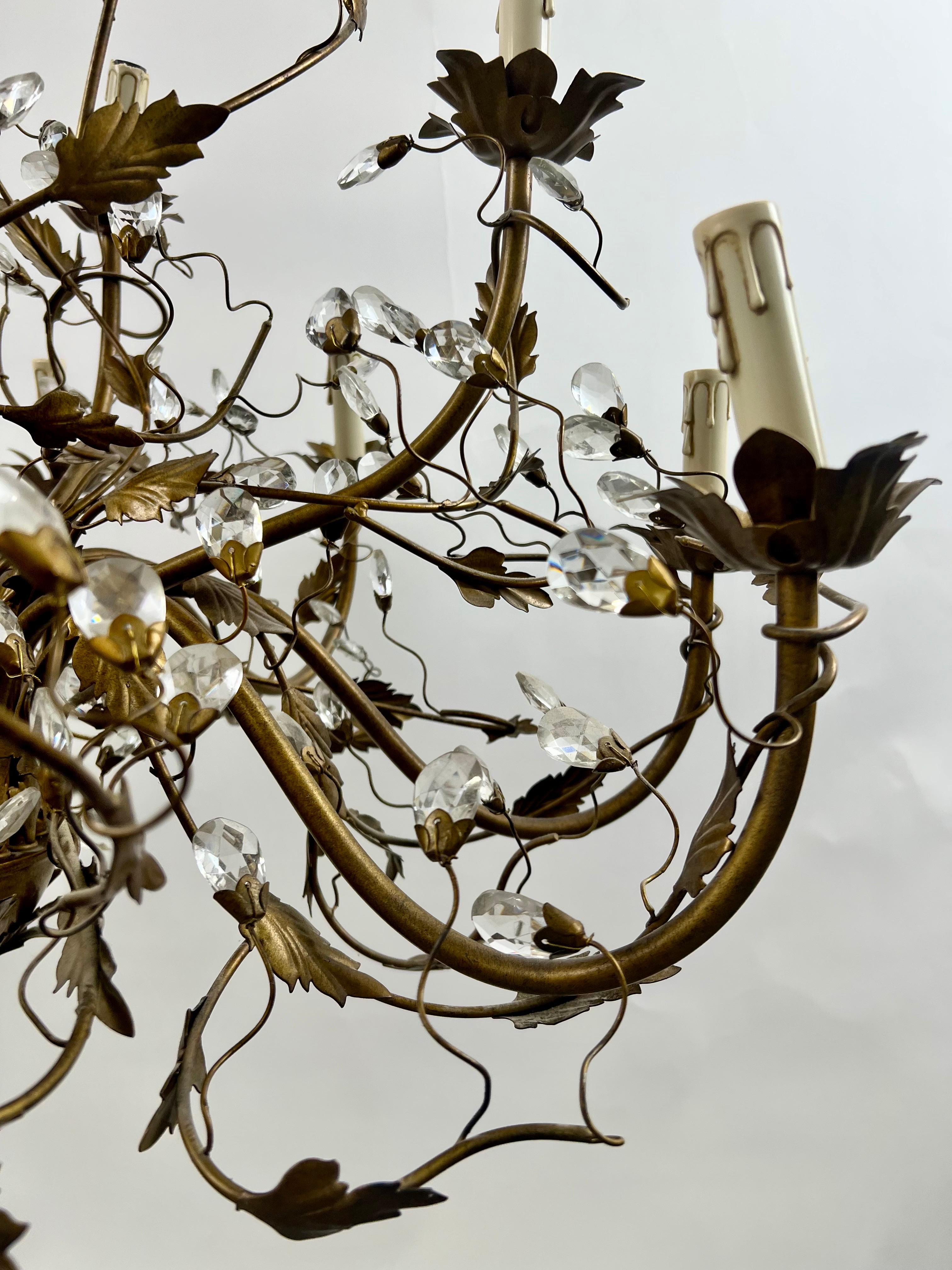 Maison Bagues Style French Foliate Design Chandelier in Bronzed Metal - 12 Arms For Sale 6
