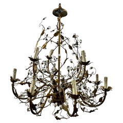 Maison Bagues Style French Foliate Design Chandelier in Bronzed Metal - 12 Arms