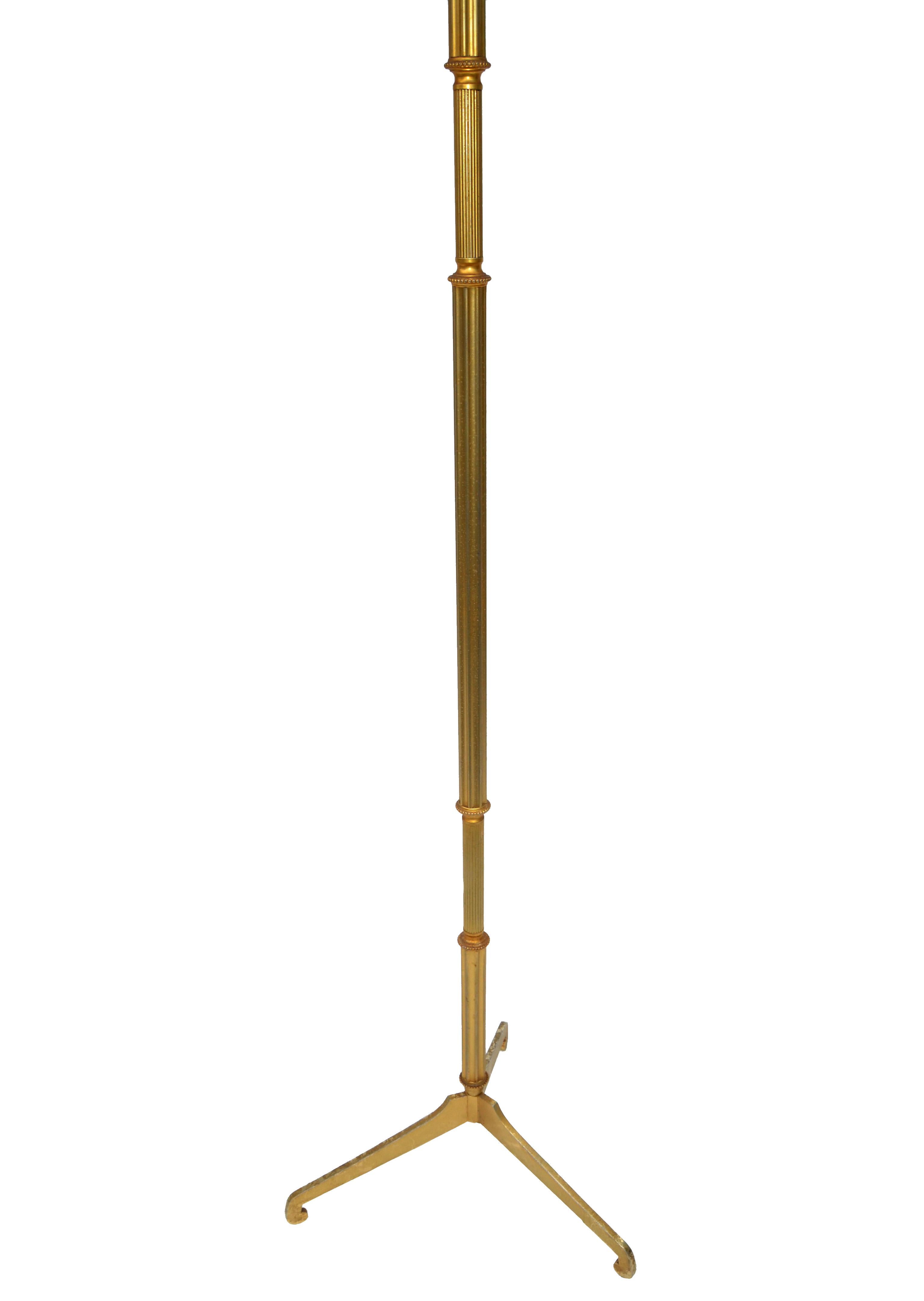 Mid-Century Modern Maison Baguès Style French Neoclassical Bronze Floor Lamp Tripod Base For Sale