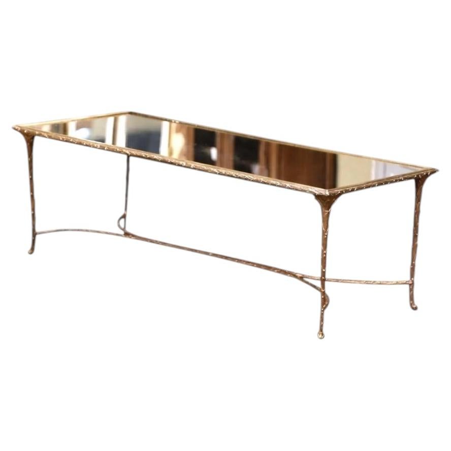 Maison Bagues Style Gilded Bronze and Mirror Top Cocktail Table For Sale