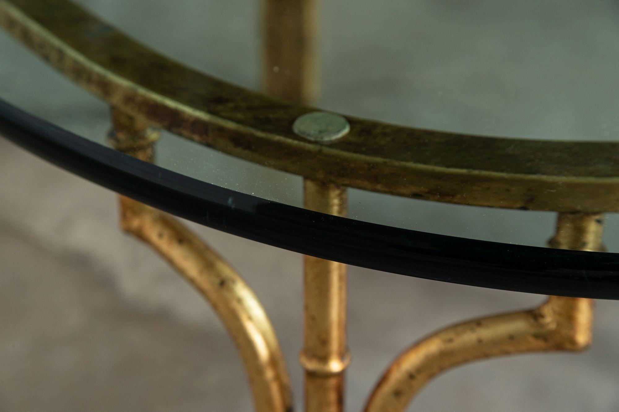 Maison Bagues Style Gilded Iron Faux Bamboo Coffee Table For Sale 5