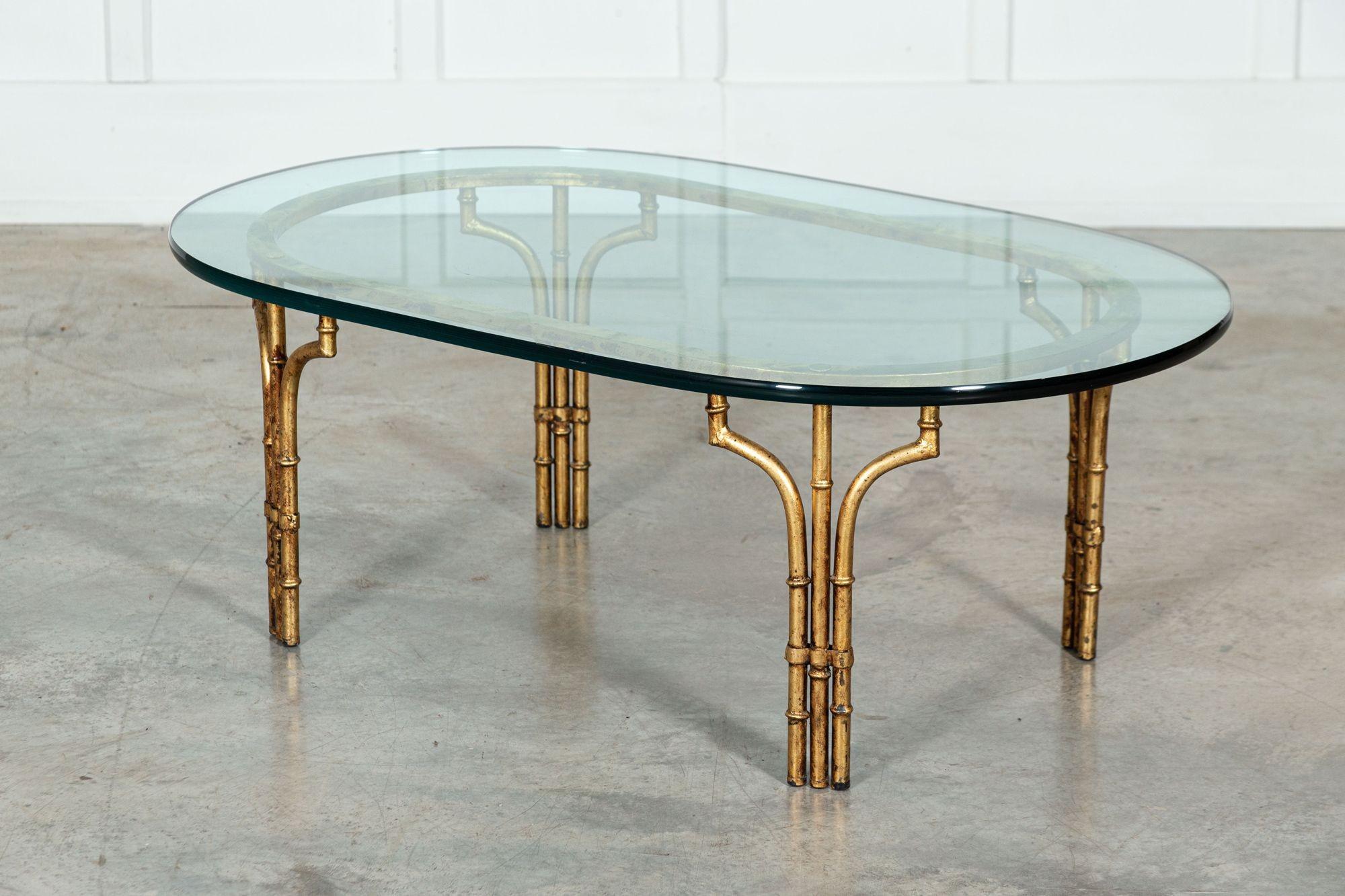 Maison Bagues Style Gilded Iron Faux Bamboo Coffee Table For Sale 6