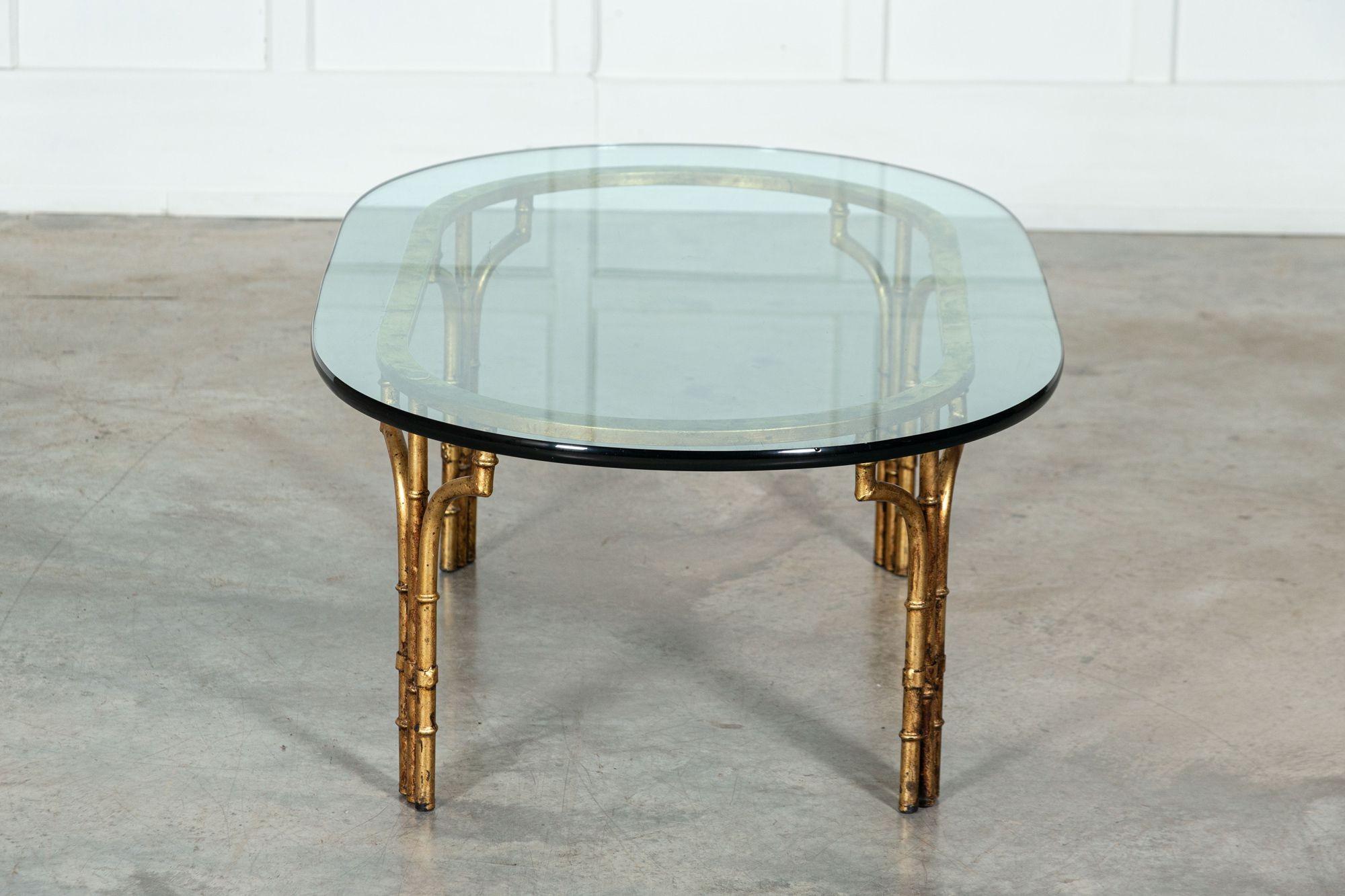 Maison Bagues Style Gilded Iron Faux Bamboo Coffee Table For Sale 8