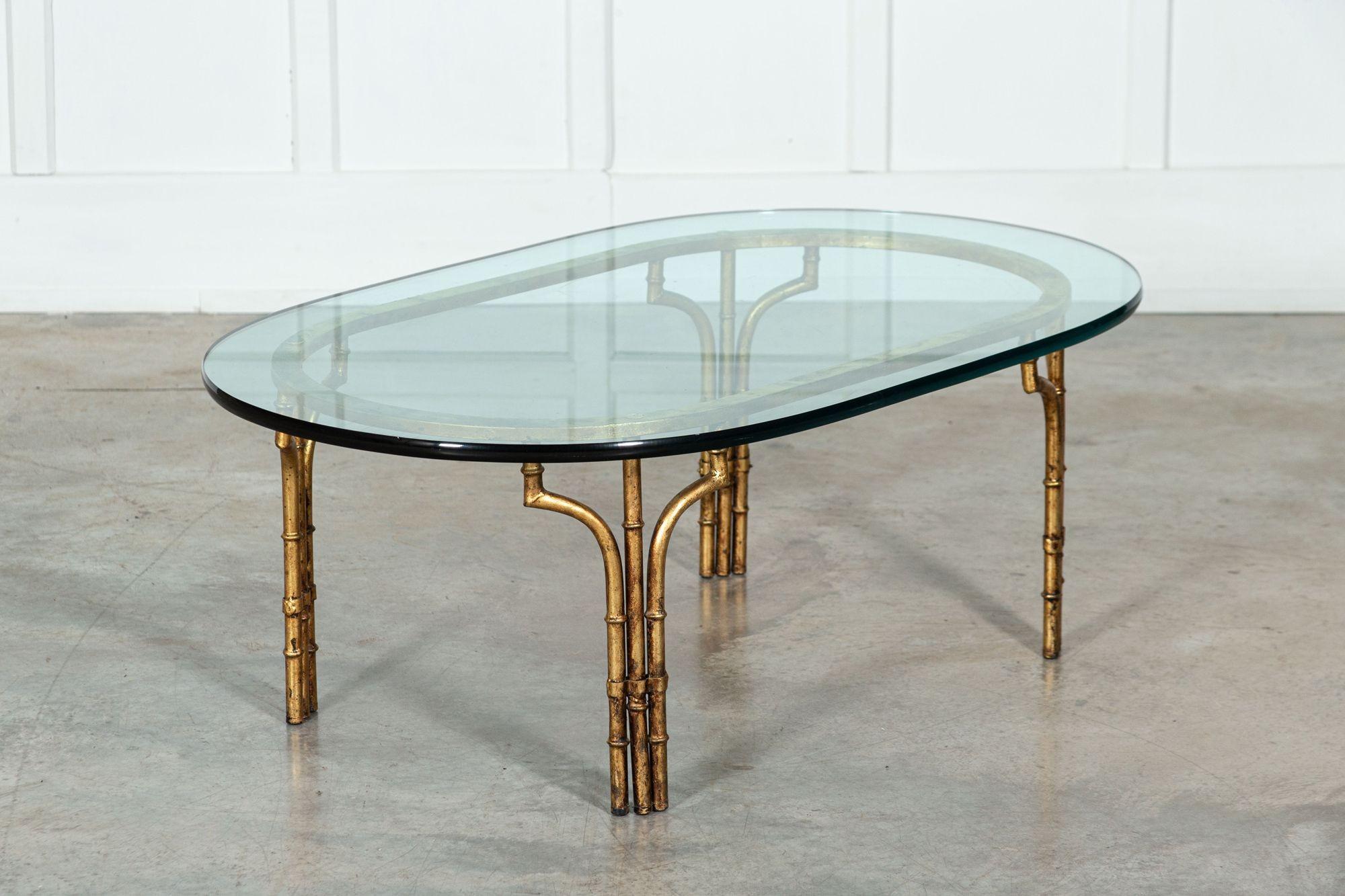 Maison Bagues Style Gilded Iron Faux Bamboo Coffee Table In Good Condition For Sale In Staffordshire, GB