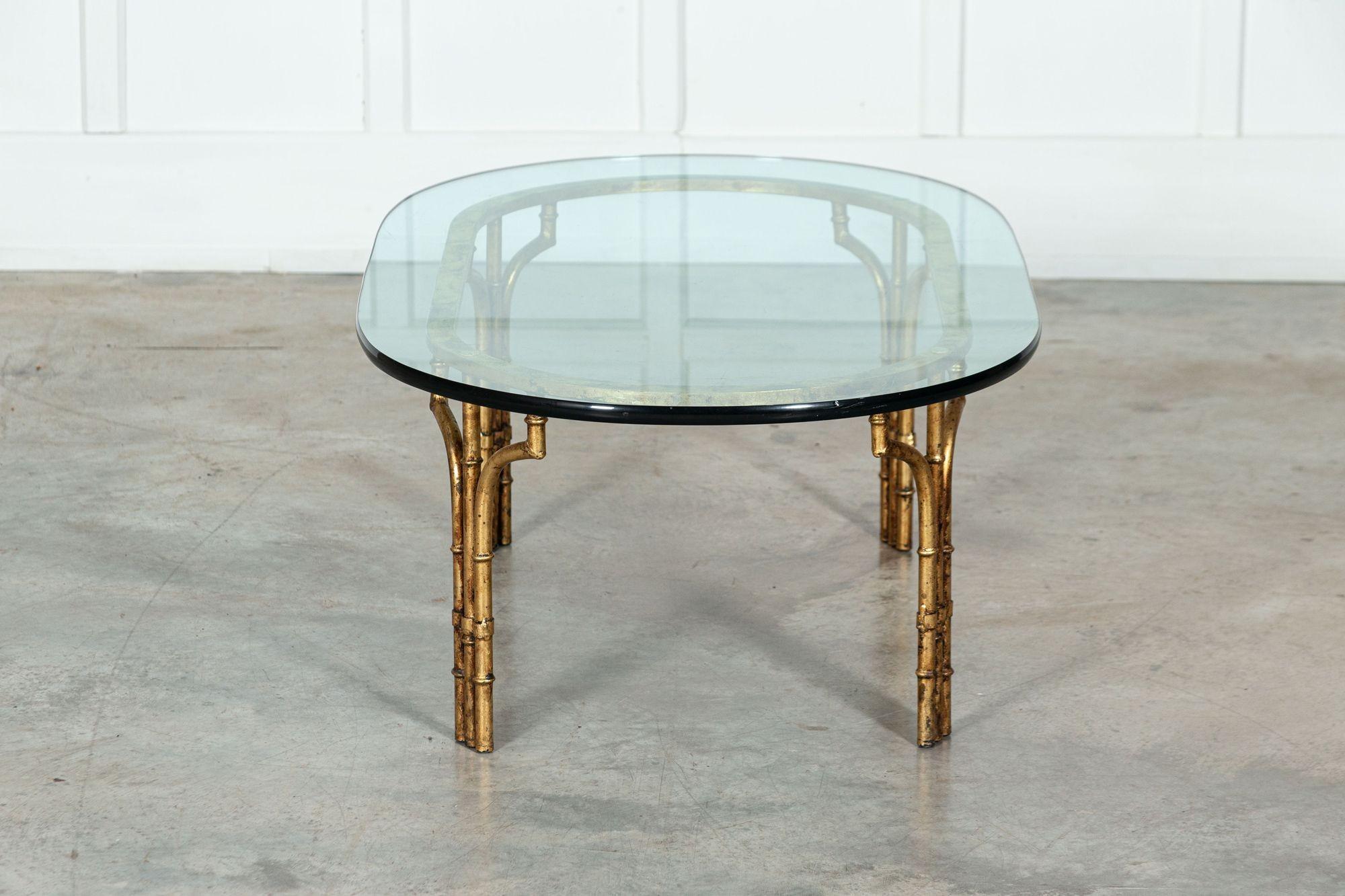 Maison Bagues Style Gilded Iron Faux Bamboo Coffee Table For Sale 2