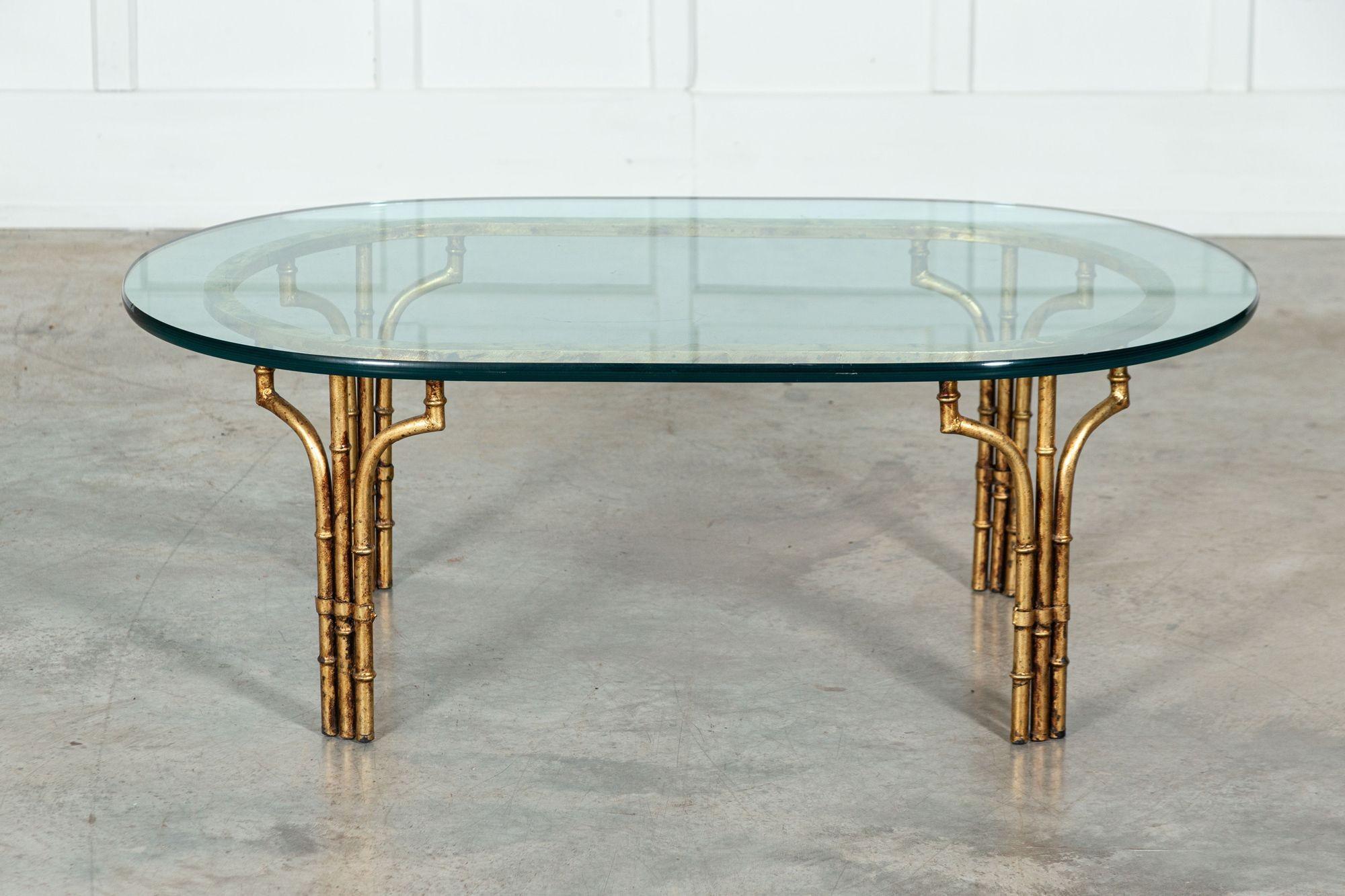 Maison Bagues Style Gilded Iron Faux Bamboo Coffee Table For Sale 4