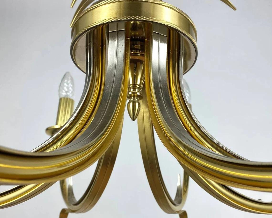 Maison Bagues Style Gilt Brass Chandelier from S.A. Boulanger, 1970s For Sale 4