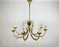 Maison Bagues Style Gilt Brass Chandelier from S.A. Boulanger, 1970s