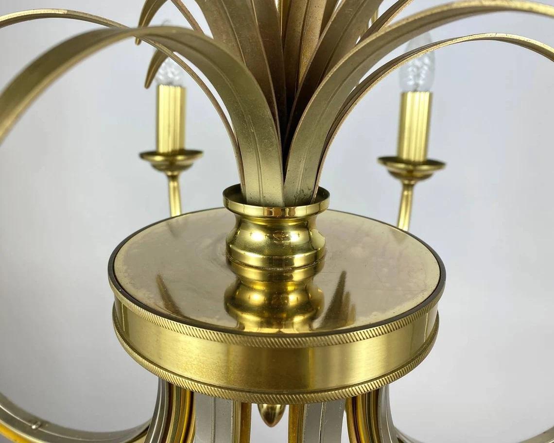 Maison Bagues Style Gilt Brass Chandelier from S.A. Boulanger, 1970s For Sale 3