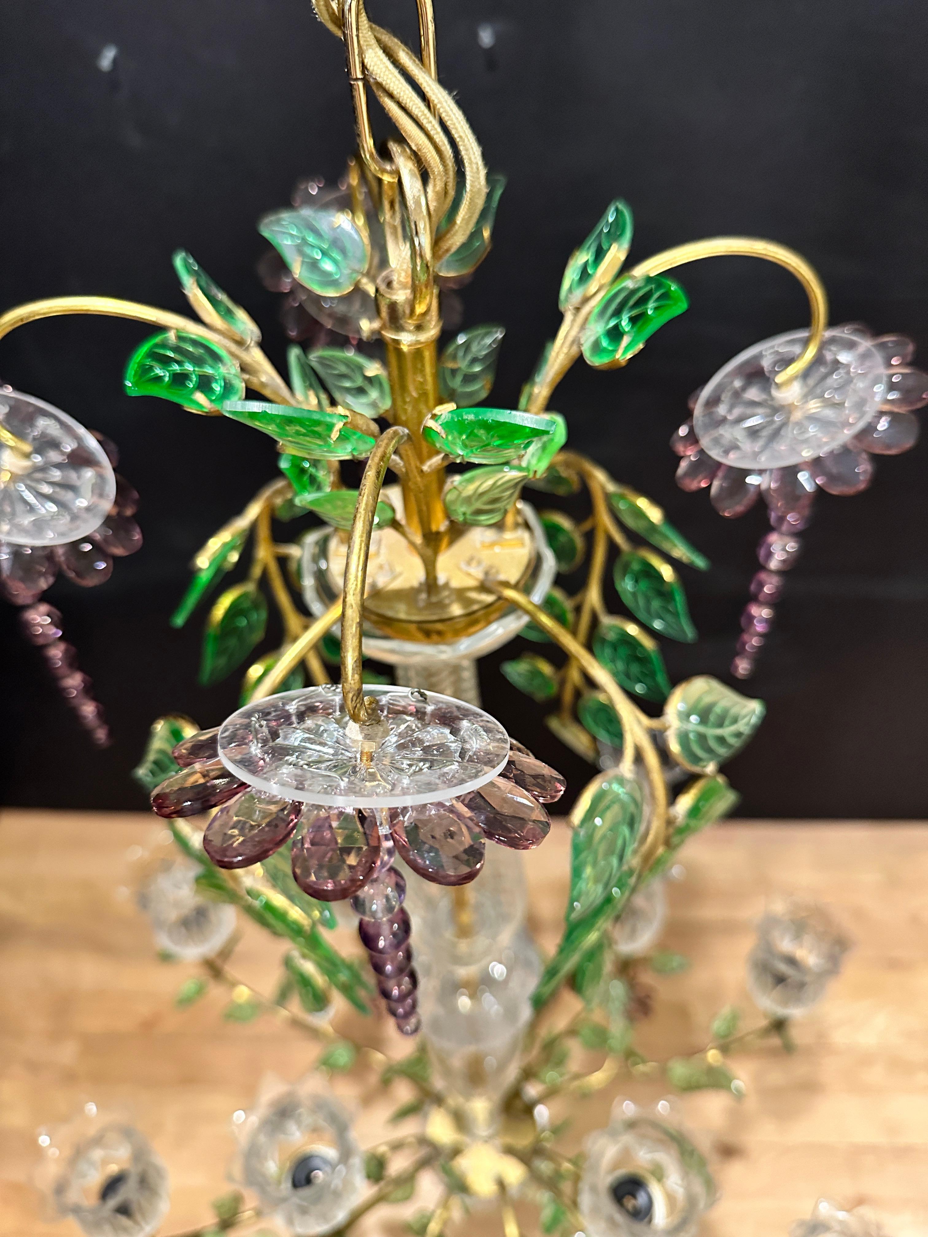 Maison Baguès Style Gilt Bronze And Cut Glass Chandelier For Sale 4
