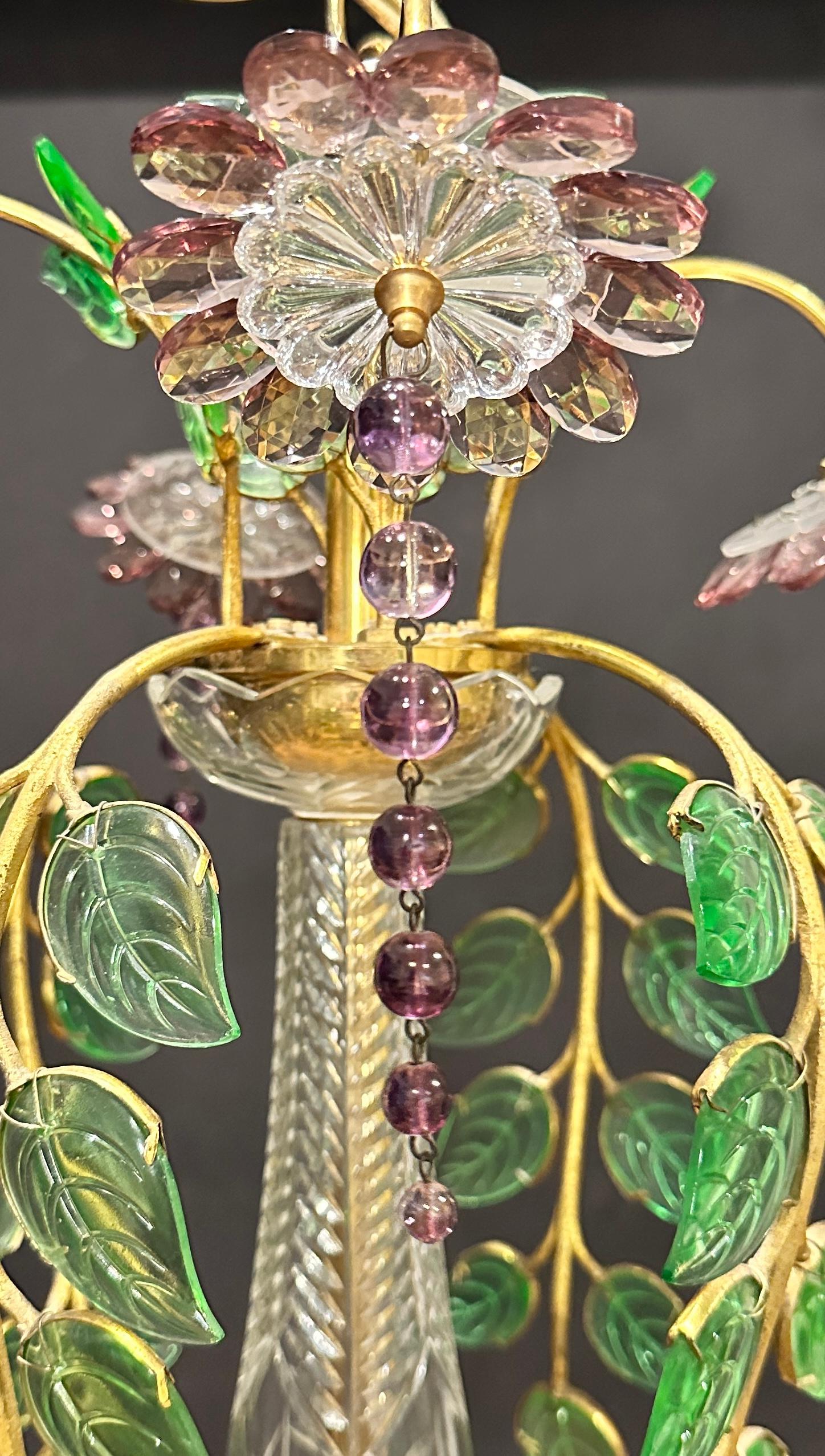 Late 20th Century Maison Baguès Style Gilt Bronze And Cut Glass Chandelier For Sale