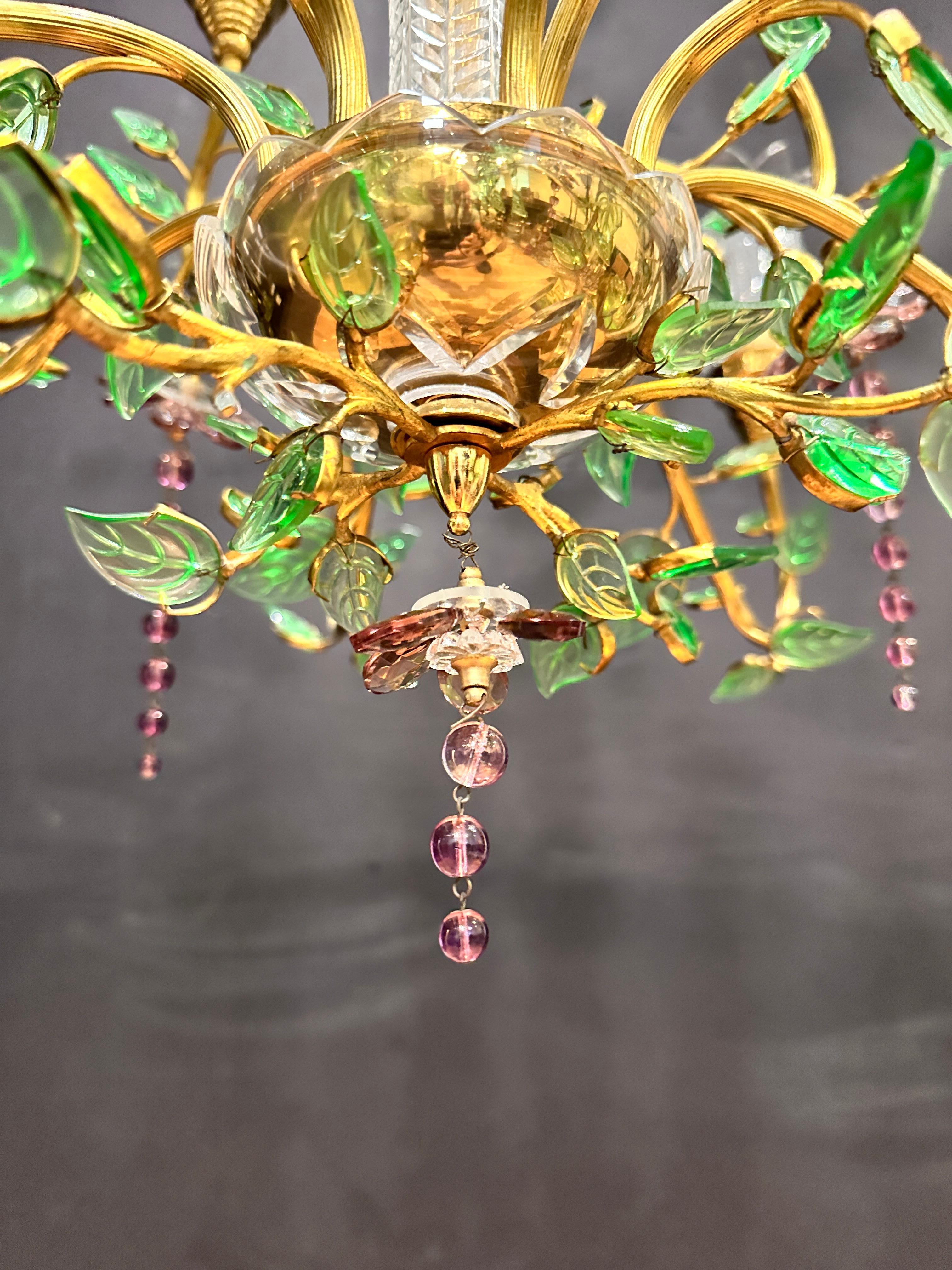 Maison Baguès Style Gilt Bronze And Cut Glass Chandelier For Sale 2