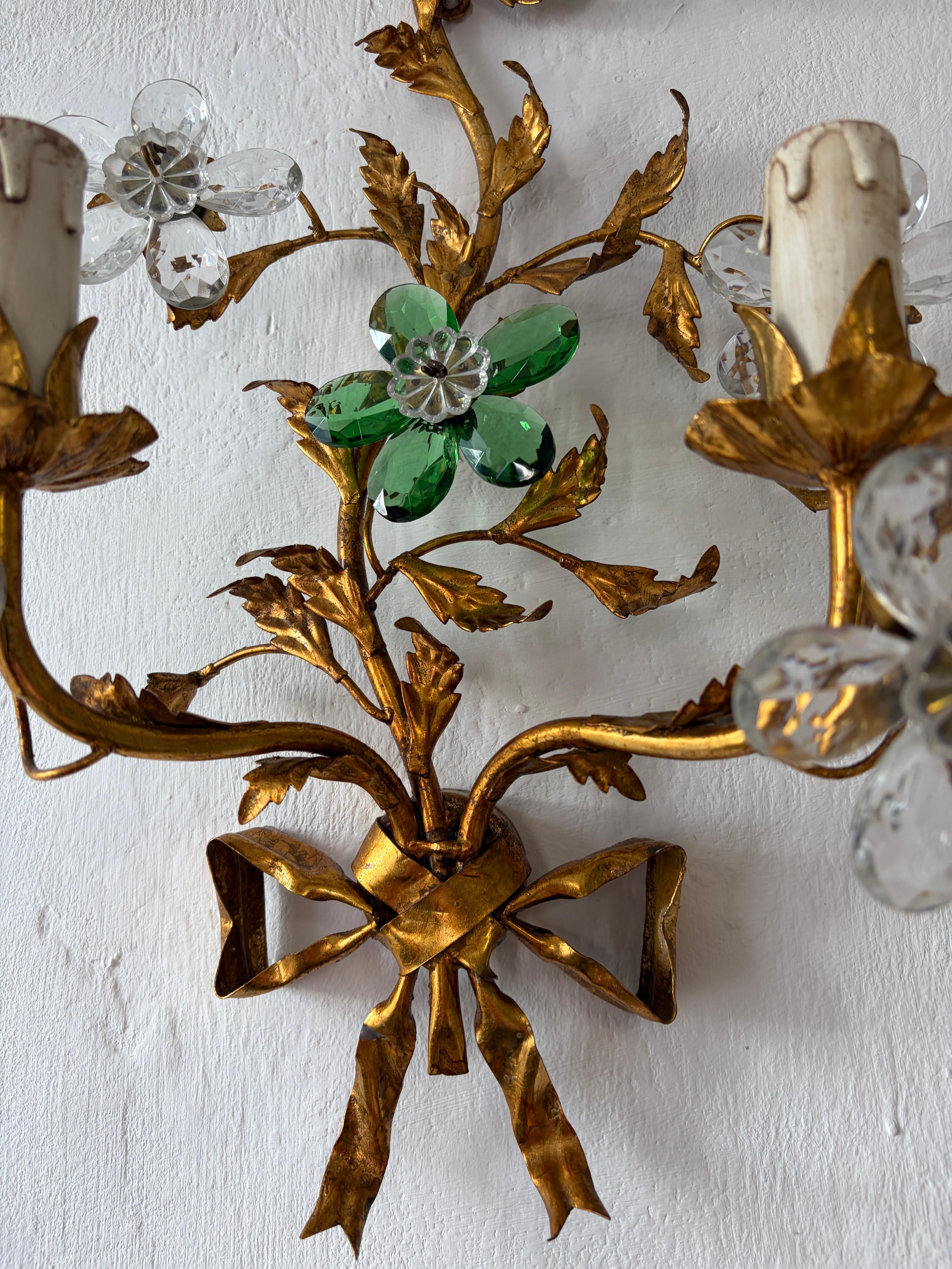 Metallo Maison Baguès Stile Greene & Greene Fiori di Cristallo Fiocco di Tolo, 1930 circa in vendita