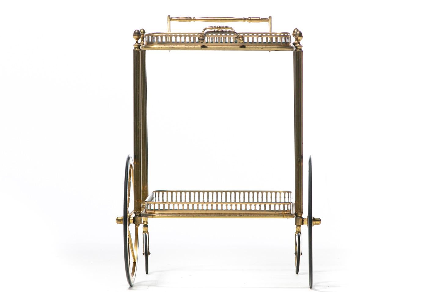 Maison Bagués Style Neoclassical Brass Bar Cart, circa 1970 1