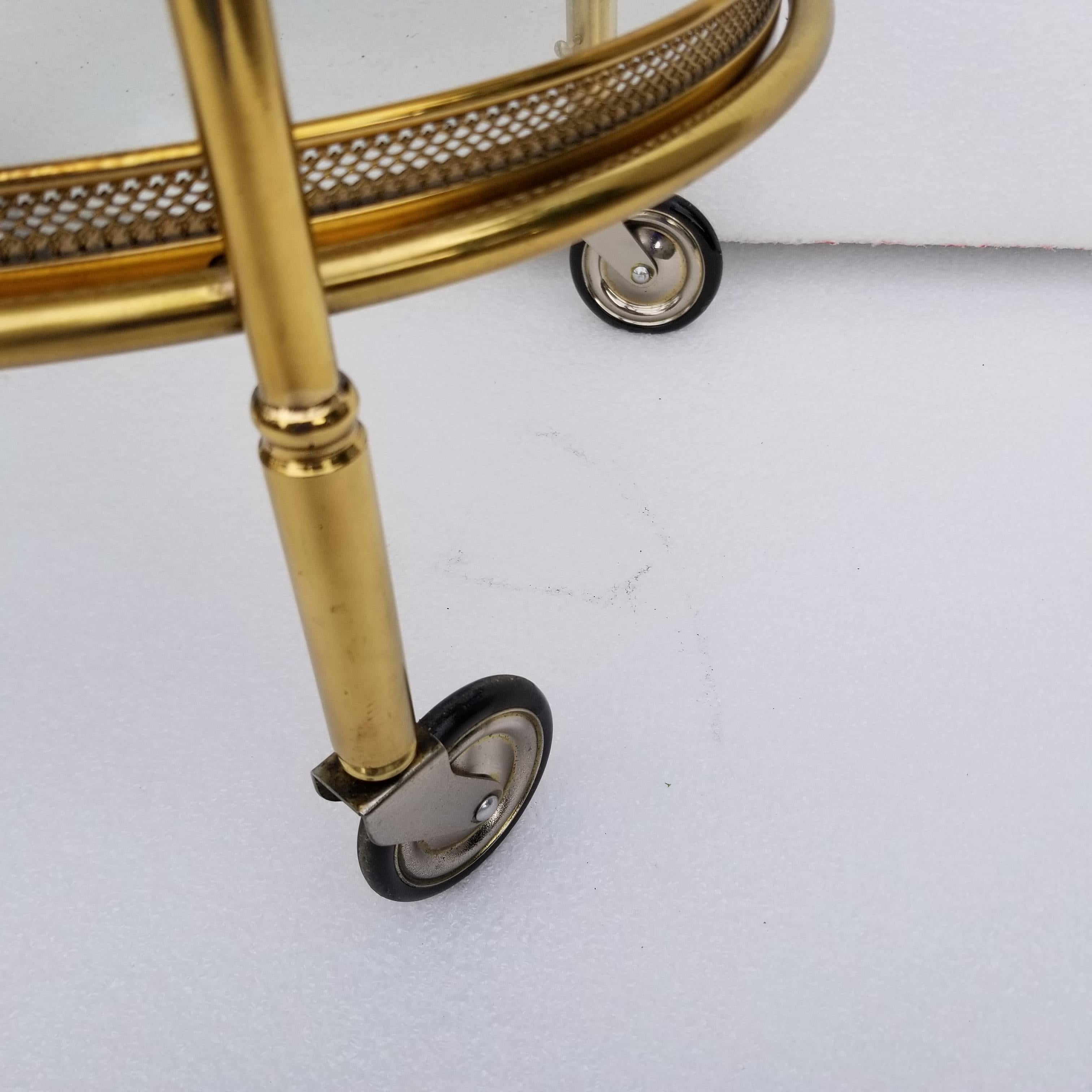 Brass Maison Bagues Style Oval Three-Tier Bar Cart