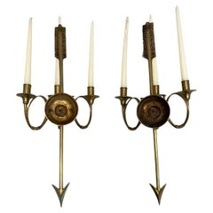 Maison Baguès Style Pair of French Arrow Bronze Sconces