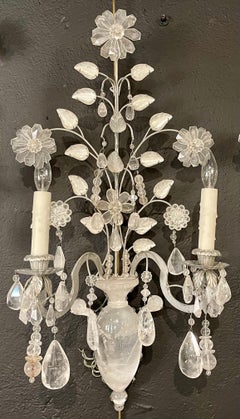 Maison Baguès Style Pair of Rock Crystal Wall Sconces