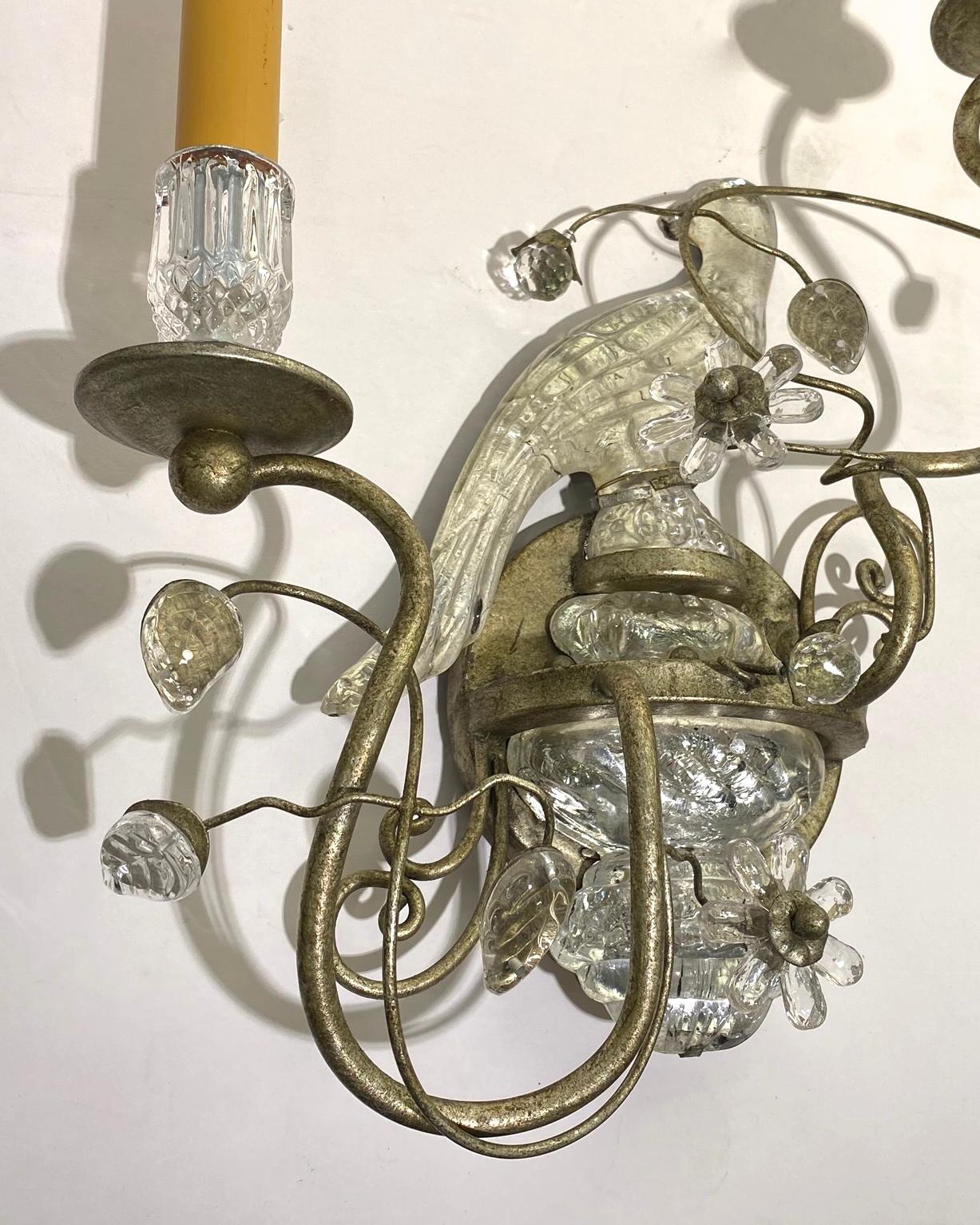 French Maison Baguès Style Parrot Shaped Sconces