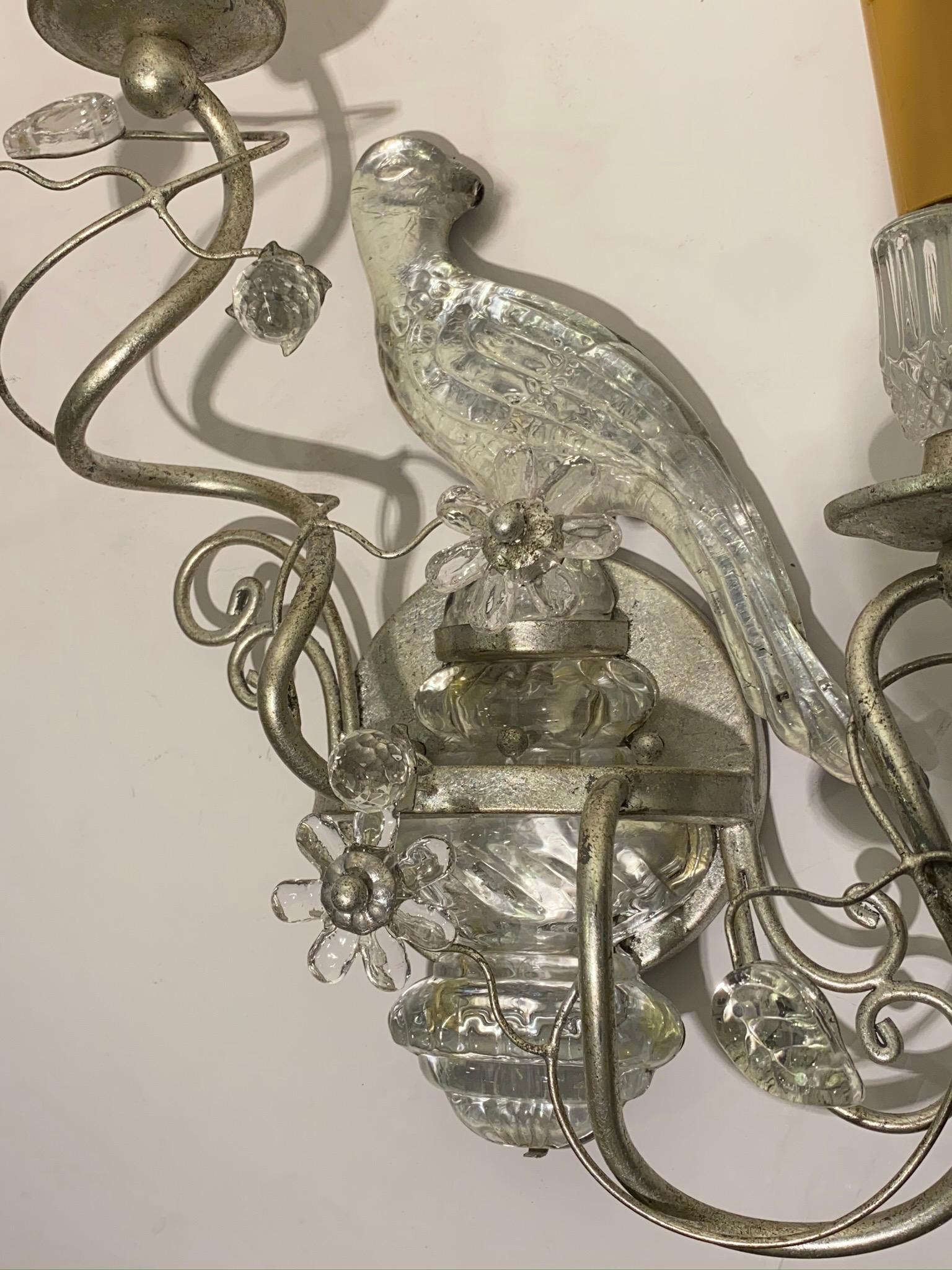 20th Century Maison Baguès Style Parrot Shaped Sconces