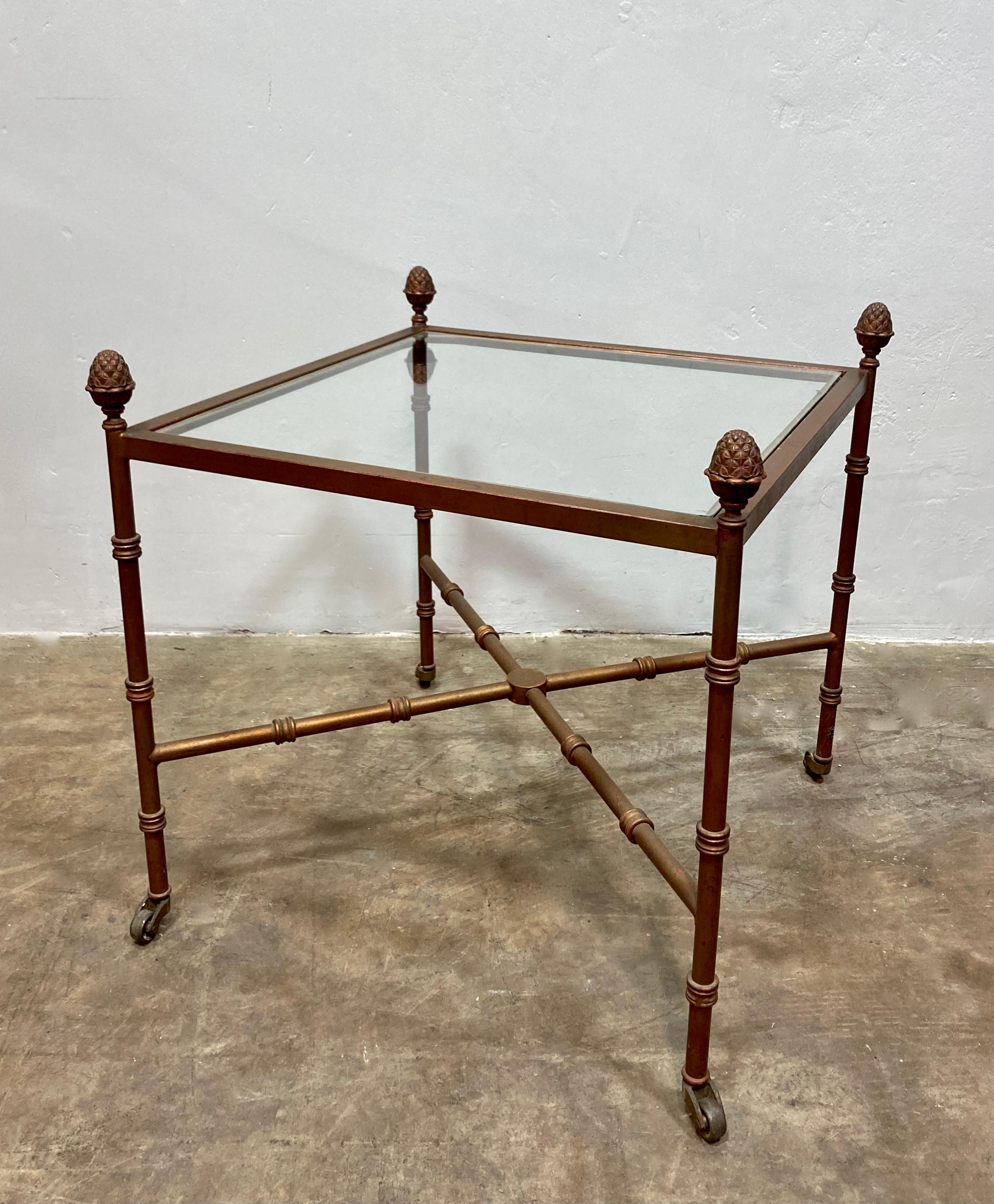 Hollywood Regency Maison Bagues Style Square Side Table For Sale