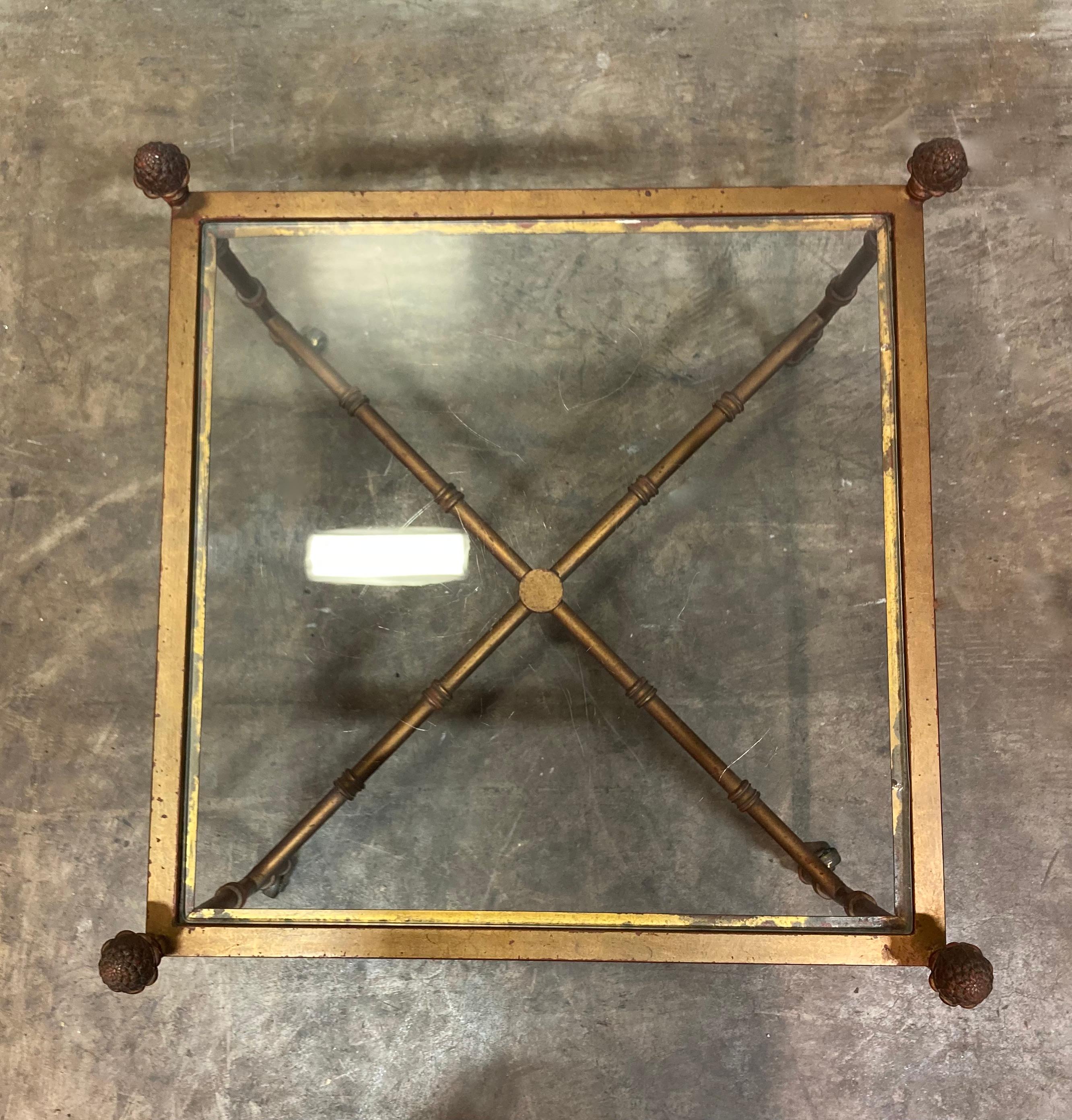 Maison Bagues Style Square Side Table In Good Condition For Sale In Alhambra, CA