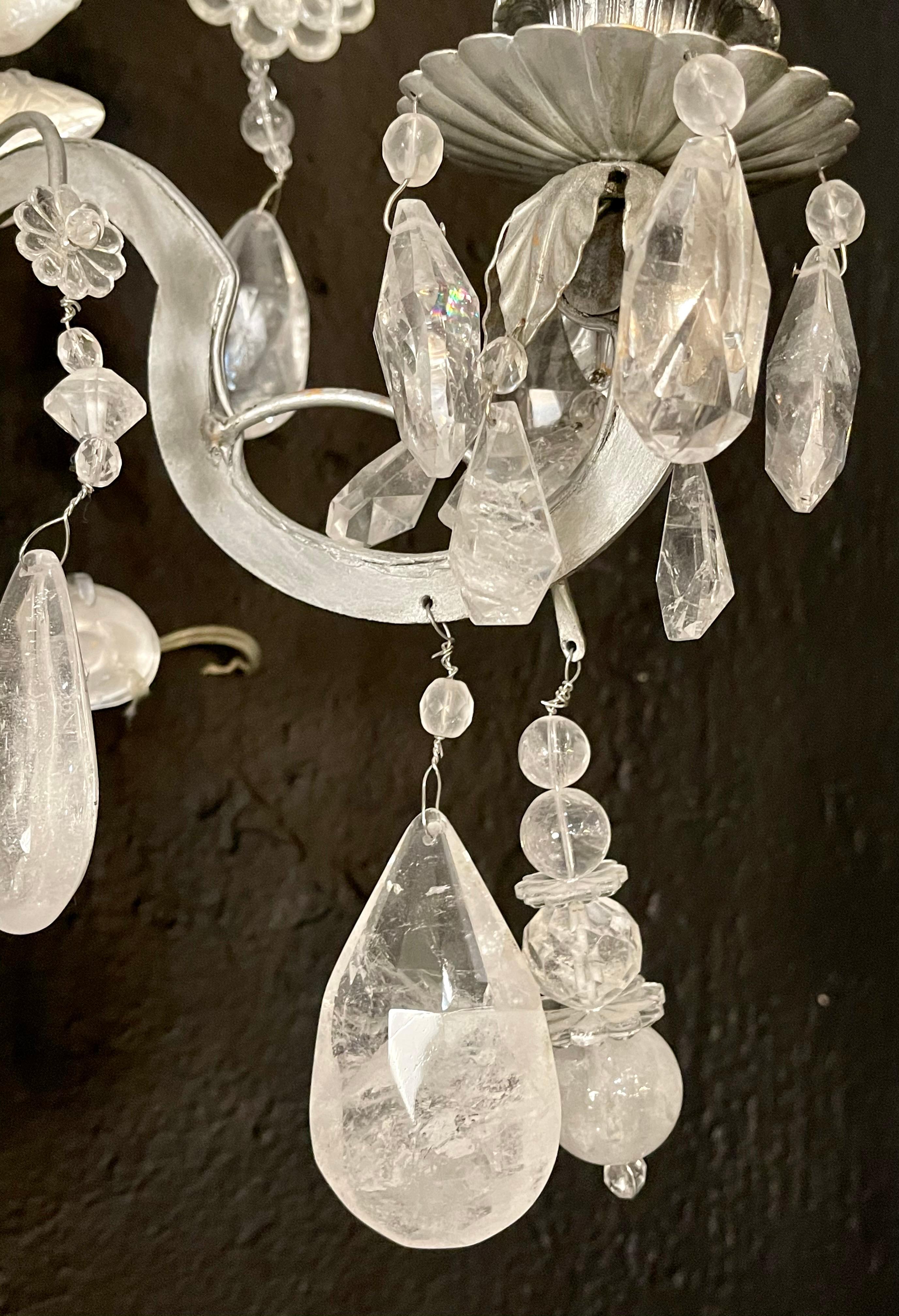 Maison Baguès Style Two Pair of Rock Crystal Wall Sconces 7