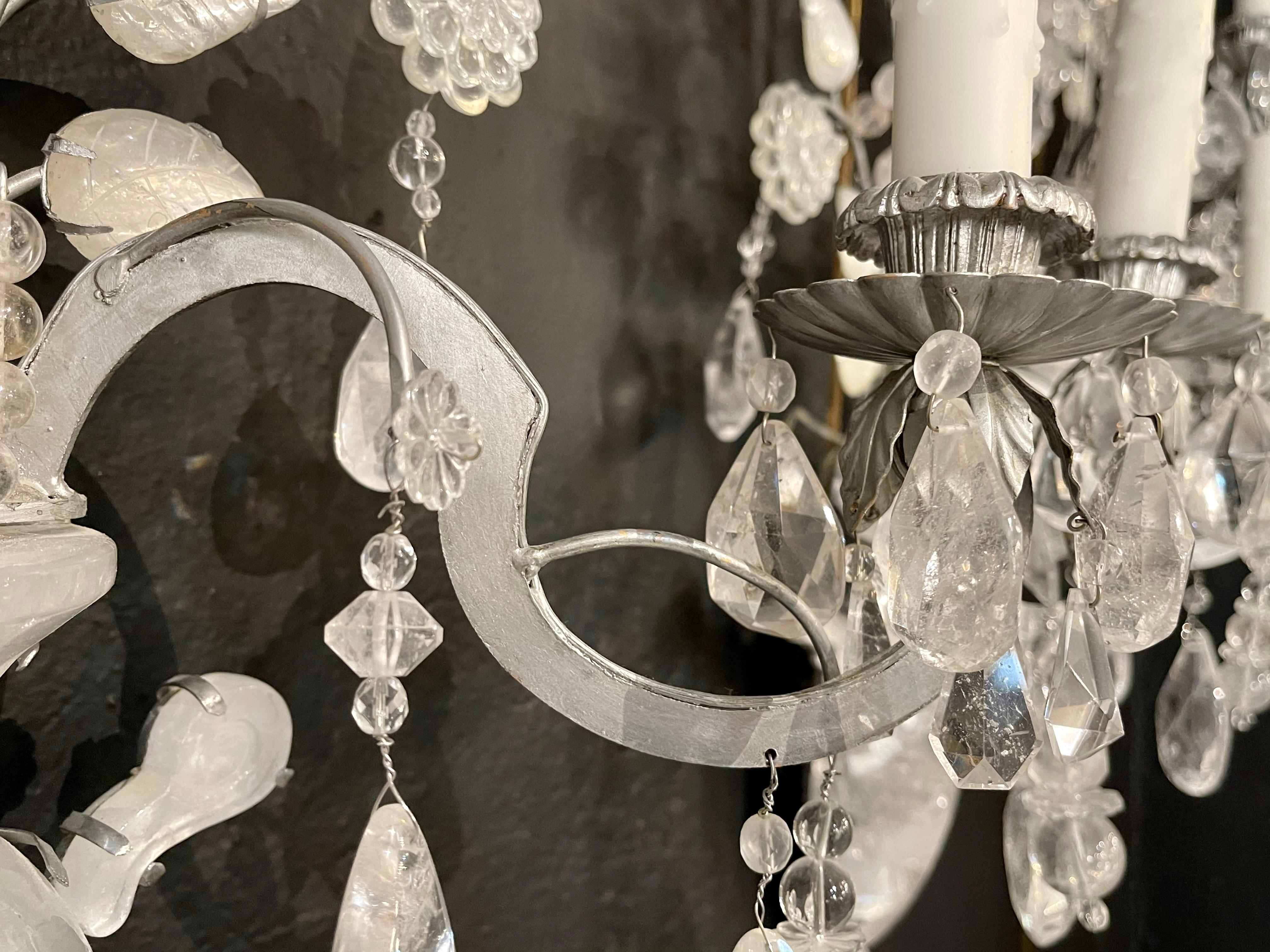 Maison Baguès Style Two Pair of Rock Crystal Wall Sconces 10