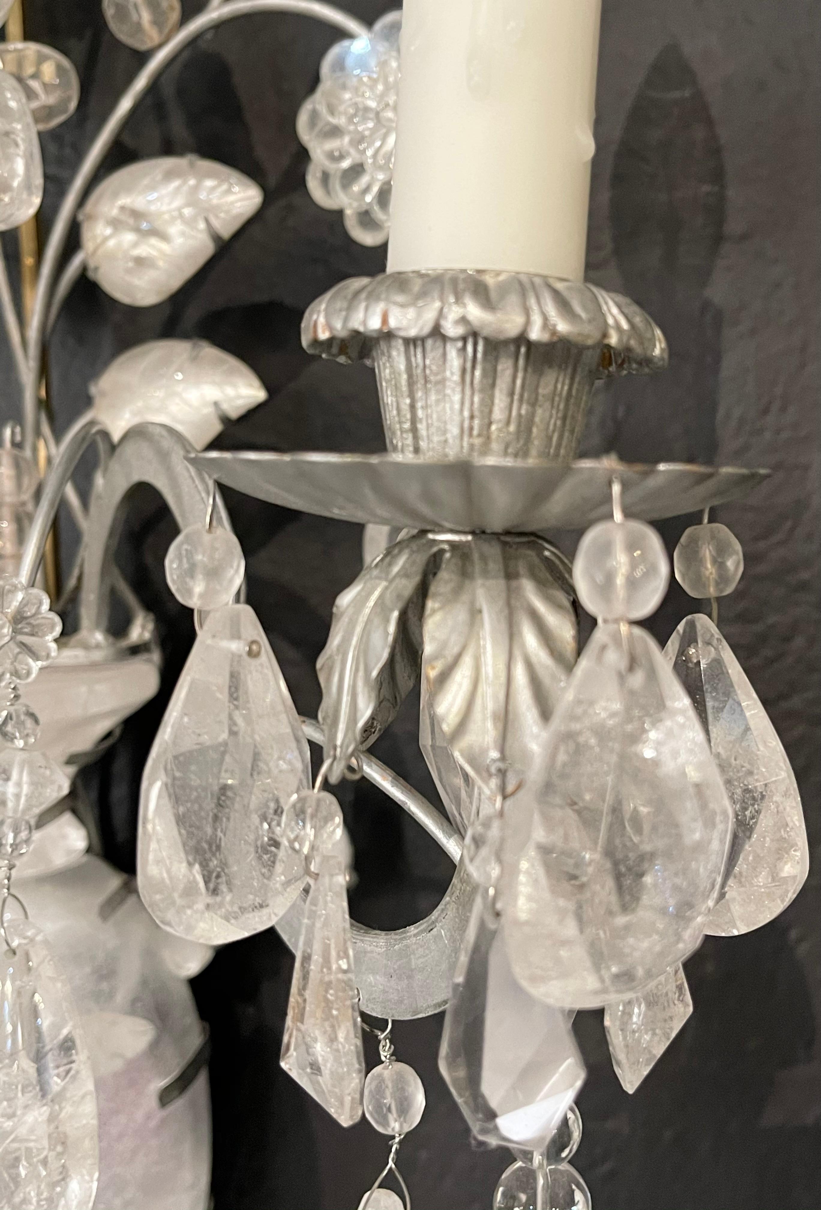 Maison Baguès Style Two Pair of Rock Crystal Wall Sconces 1