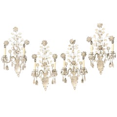 Maison Baguès Style Two Pair of Rock Crystal Wall Sconces