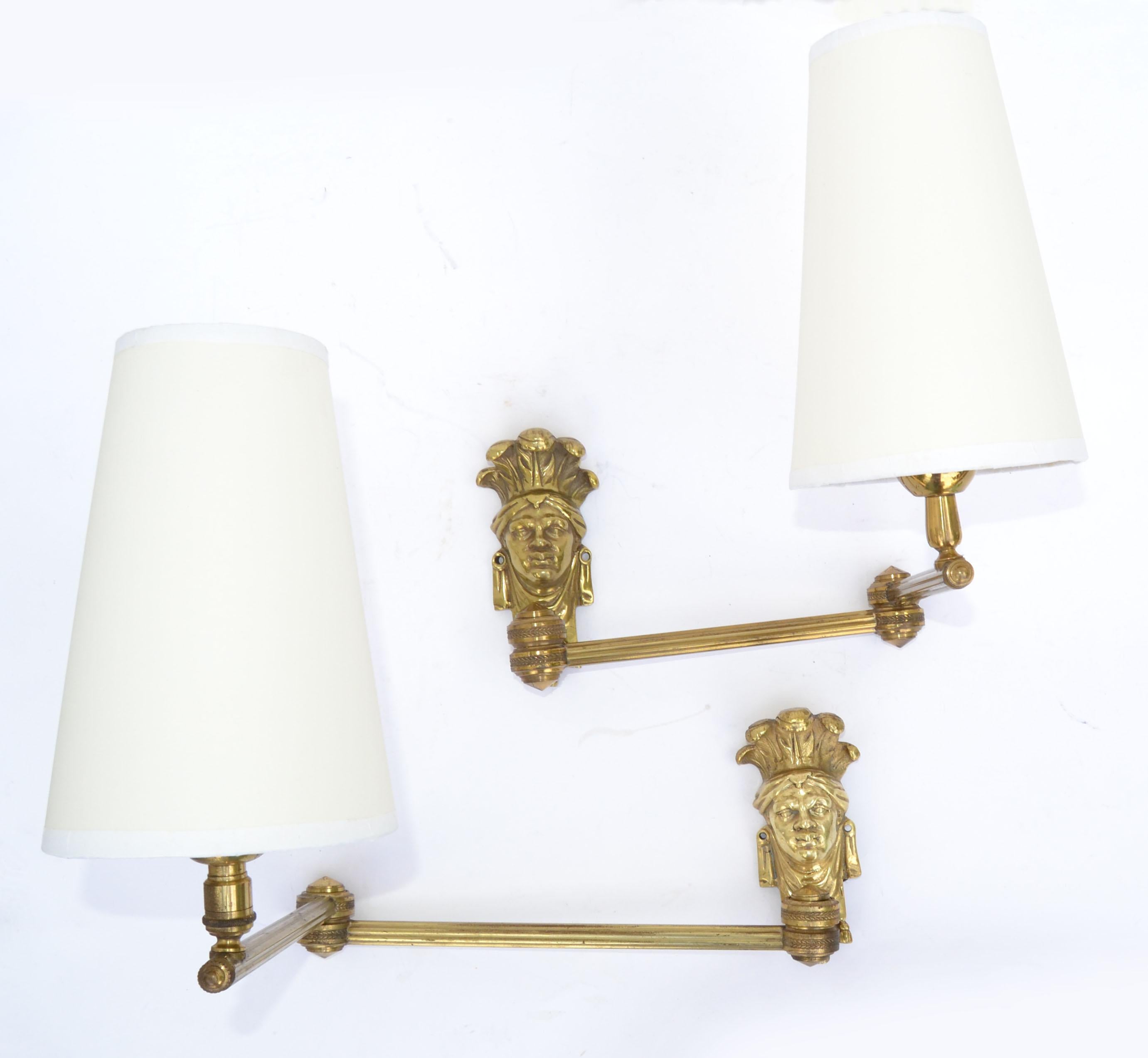 Maison Baguès Swing Arm Bronze Sconces French Mid-Century Modern, Set For Sale 7