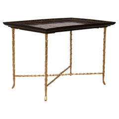 Retro Maison Baguès, Table in Lacquer and Bronze, 1970s