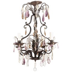 Maison Baguès, Tiny Chandelier in Black Lacquered Metal and Tassels 20th Century