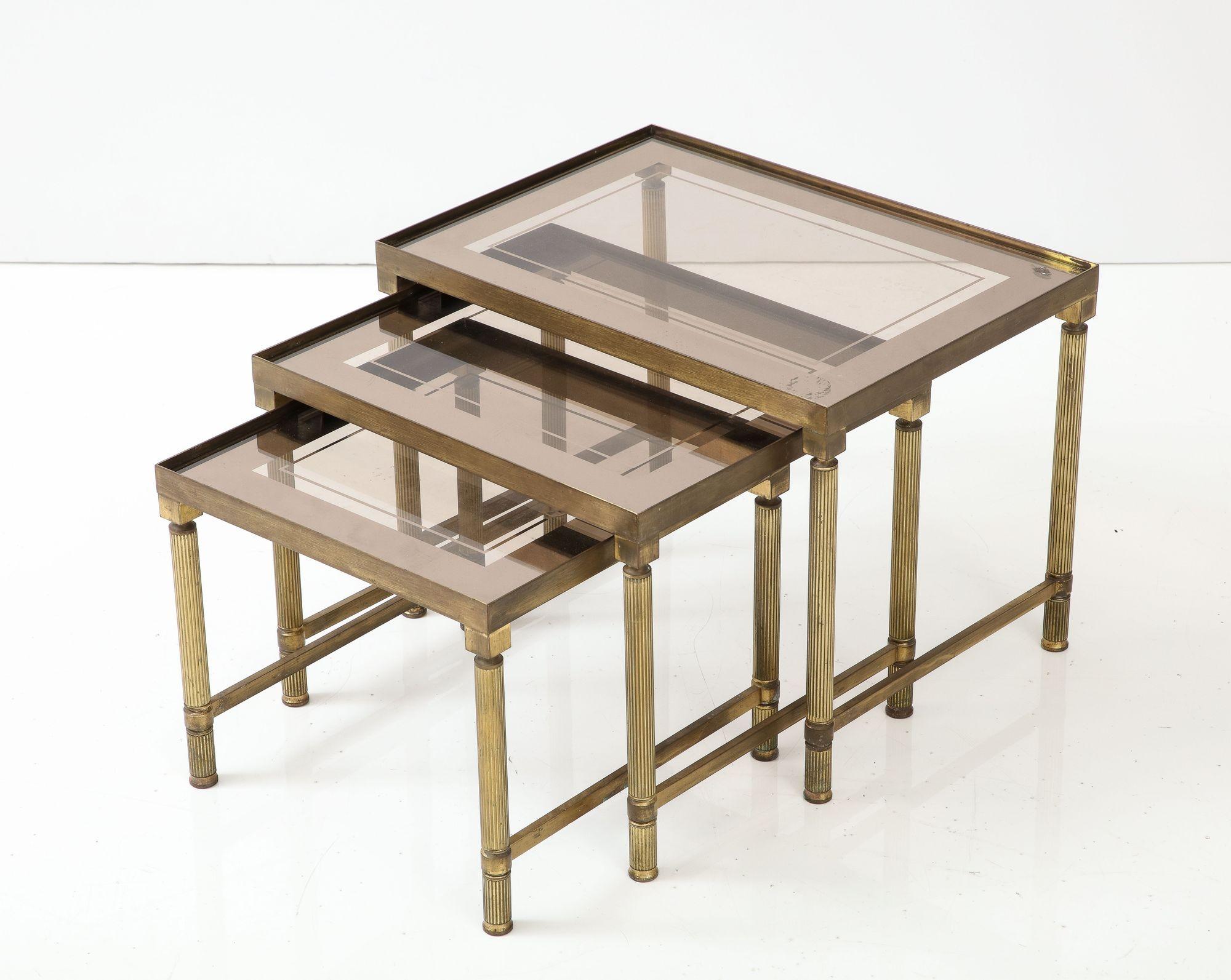 French Maison Bagues Trio of Nesting Tables, France Mid 20th Century For Sale